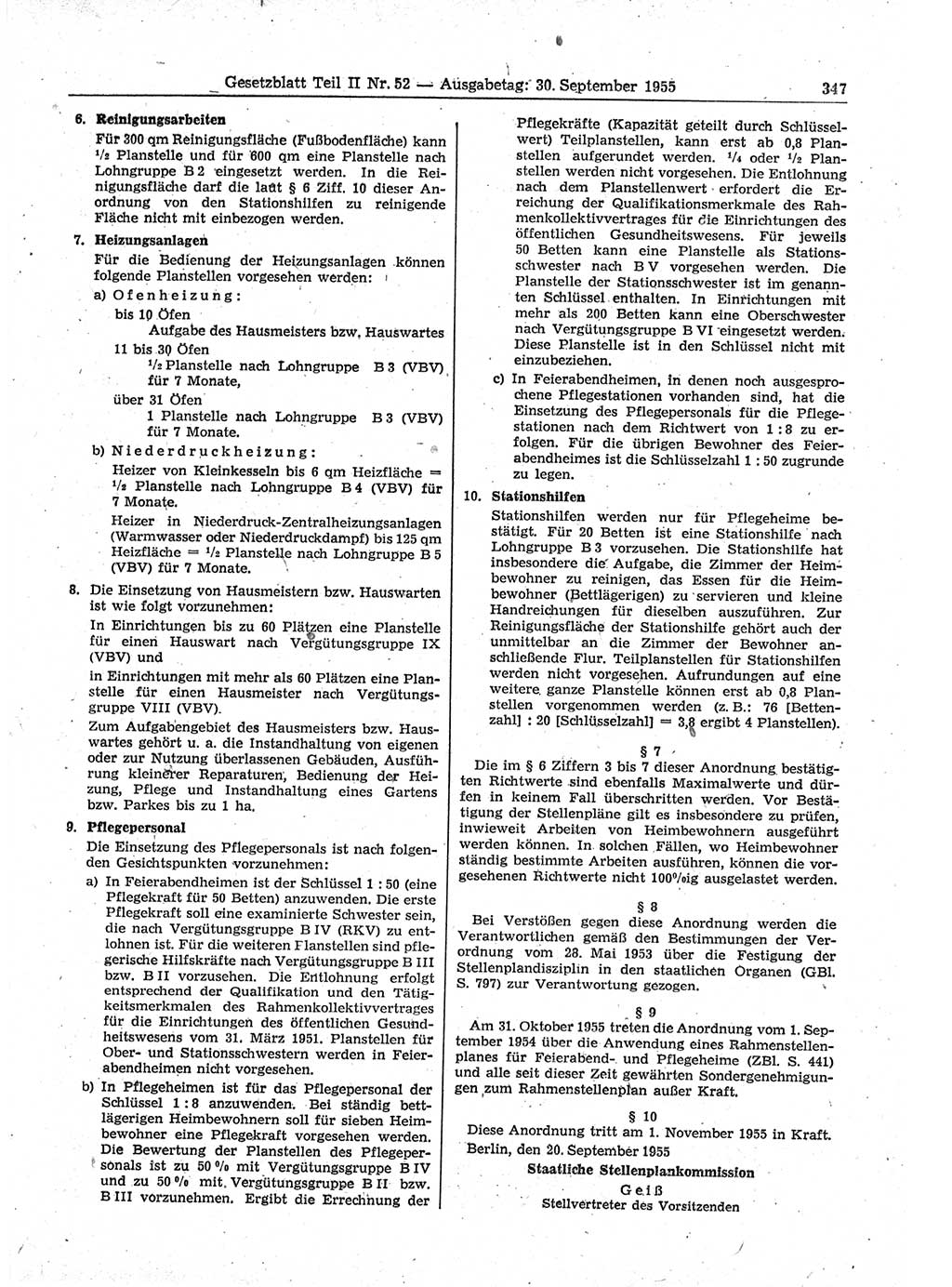 Gesetzblatt (GBl.) der Deutschen Demokratischen Republik (DDR) Teil ⅠⅠ 1955, Seite 347 (GBl. DDR ⅠⅠ 1955, S. 347)