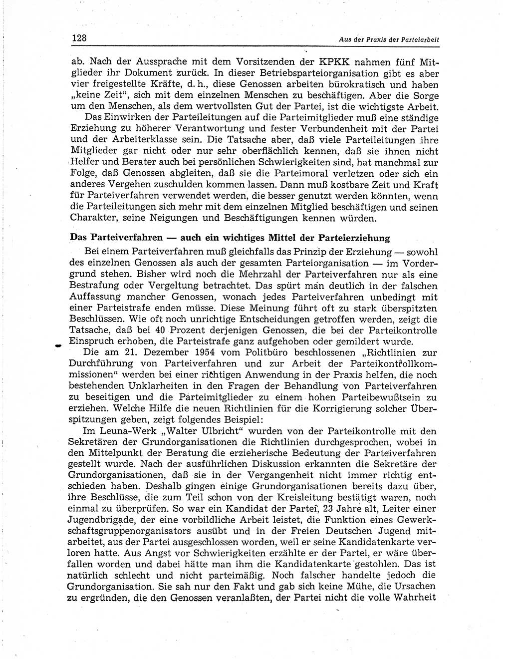 Neuer Weg (NW), Organ des Zentralkomitees (ZK) der SED (Sozialistische Einheitspartei Deutschlands) für Fragen des Parteiaufbaus und des Parteilebens, 10. Jahrgang [Deutsche Demokratische Republik (DDR)] 1955, Seite 128 (NW ZK SED DDR 1955, S. 128)