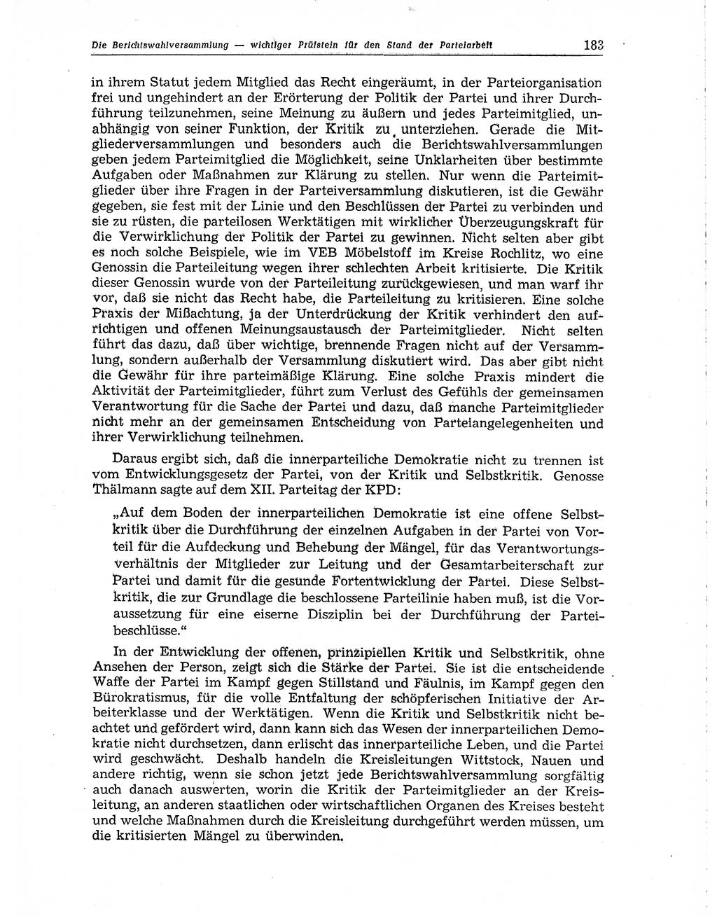 Neuer Weg (NW), Organ des Zentralkomitees (ZK) der SED (Sozialistische Einheitspartei Deutschlands) für Fragen des Parteiaufbaus und des Parteilebens, 10. Jahrgang [Deutsche Demokratische Republik (DDR)] 1955, Seite 183 (NW ZK SED DDR 1955, S. 183)