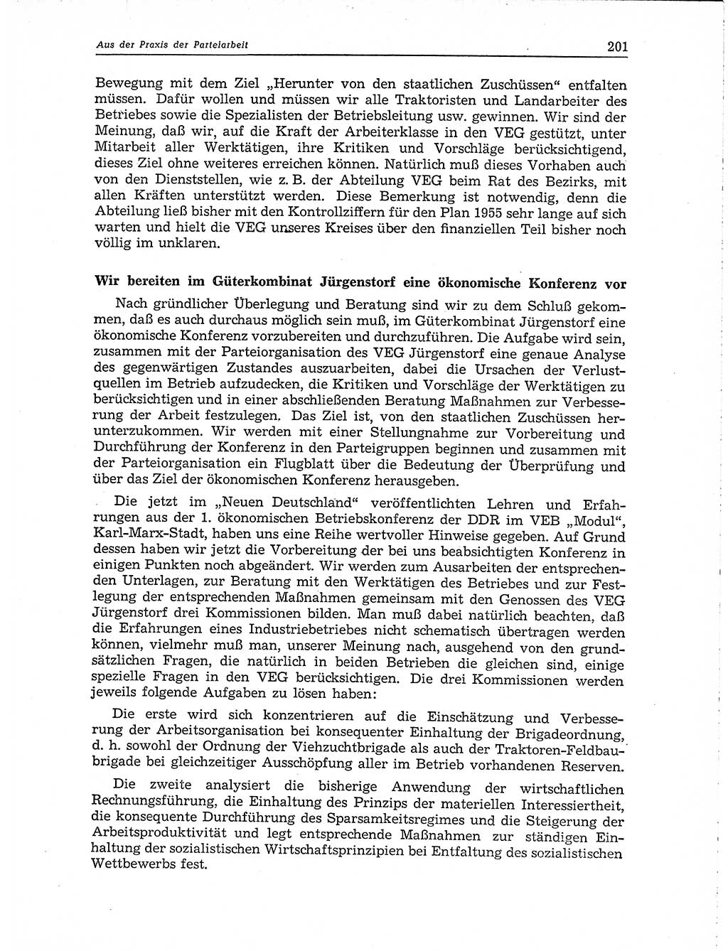 Neuer Weg (NW), Organ des Zentralkomitees (ZK) der SED (Sozialistische Einheitspartei Deutschlands) für Fragen des Parteiaufbaus und des Parteilebens, 10. Jahrgang [Deutsche Demokratische Republik (DDR)] 1955, Seite 201 (NW ZK SED DDR 1955, S. 201)