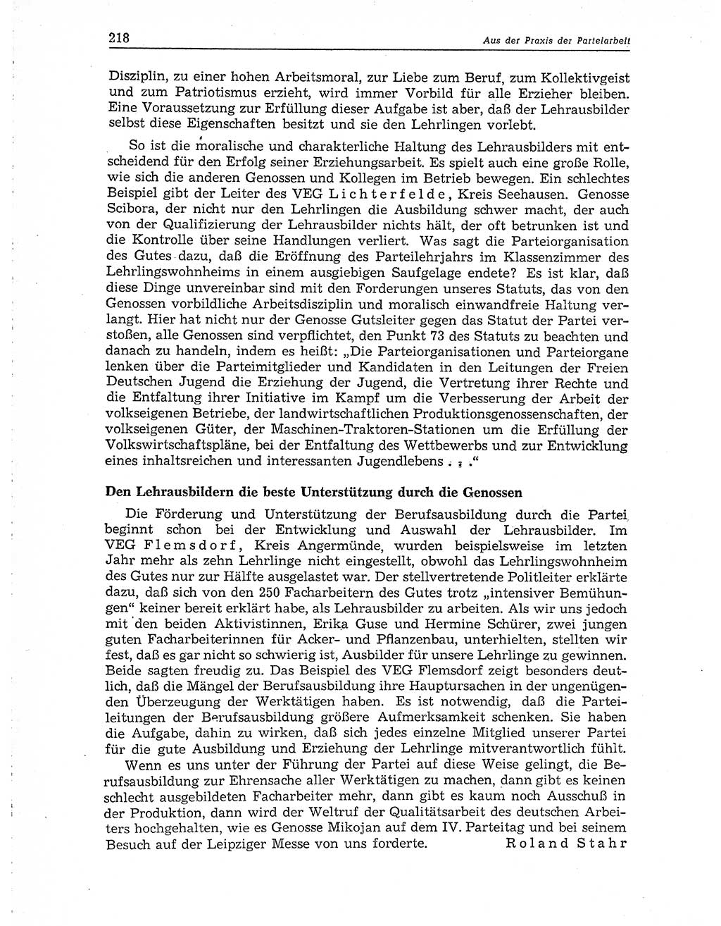 Neuer Weg (NW), Organ des Zentralkomitees (ZK) der SED (Sozialistische Einheitspartei Deutschlands) für Fragen des Parteiaufbaus und des Parteilebens, 10. Jahrgang [Deutsche Demokratische Republik (DDR)] 1955, Seite 218 (NW ZK SED DDR 1955, S. 218)