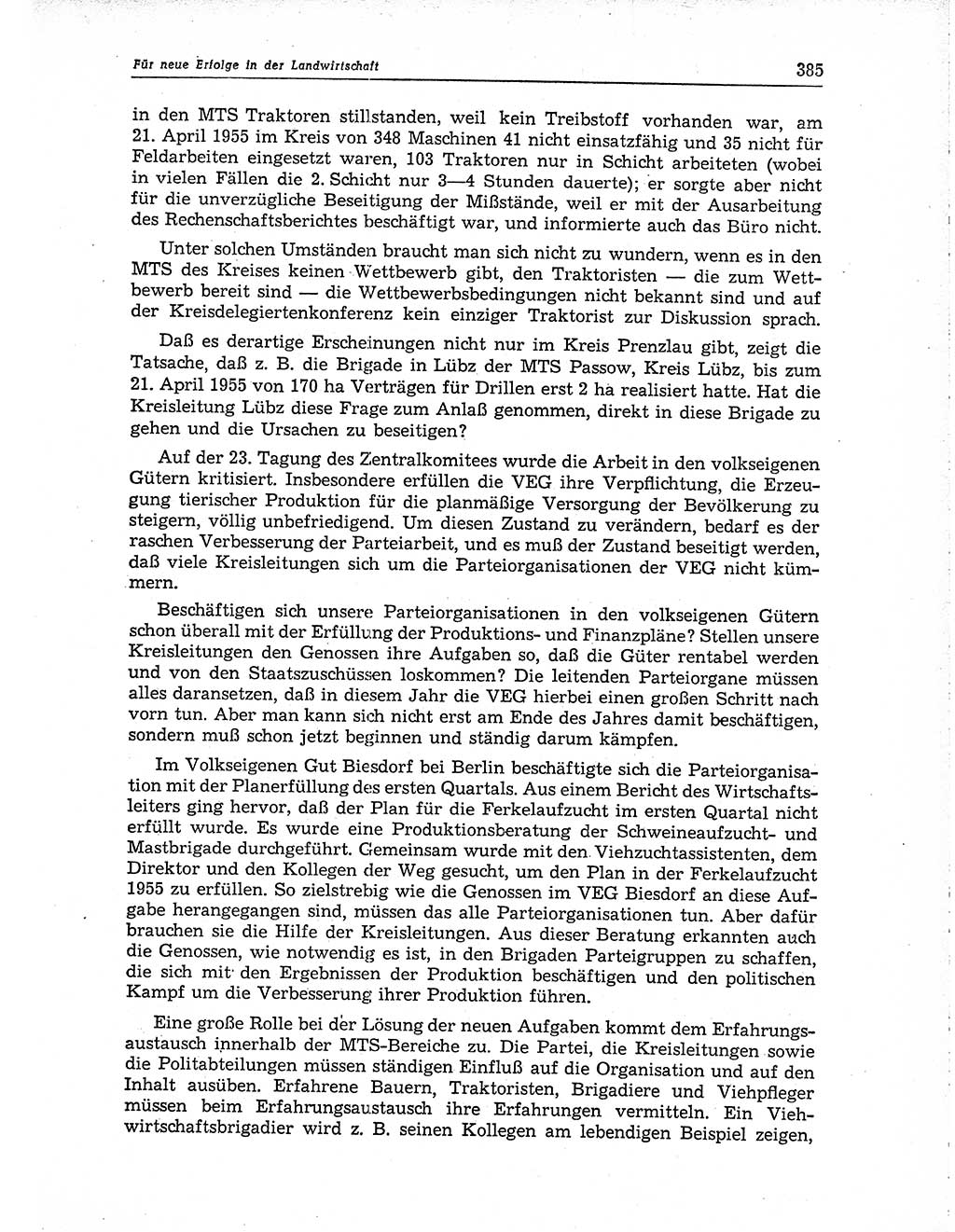 Neuer Weg (NW), Organ des Zentralkomitees (ZK) der SED (Sozialistische Einheitspartei Deutschlands) für Fragen des Parteiaufbaus und des Parteilebens, 10. Jahrgang [Deutsche Demokratische Republik (DDR)] 1955, Seite 385 (NW ZK SED DDR 1955, S. 385)