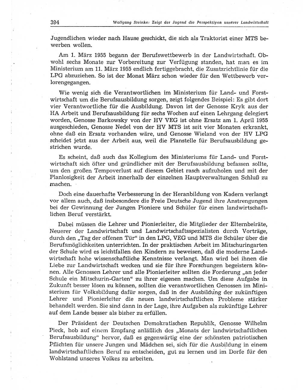 Neuer Weg (NW), Organ des Zentralkomitees (ZK) der SED (Sozialistische Einheitspartei Deutschlands) für Fragen des Parteiaufbaus und des Parteilebens, 10. Jahrgang [Deutsche Demokratische Republik (DDR)] 1955, Seite 394 (NW ZK SED DDR 1955, S. 394)