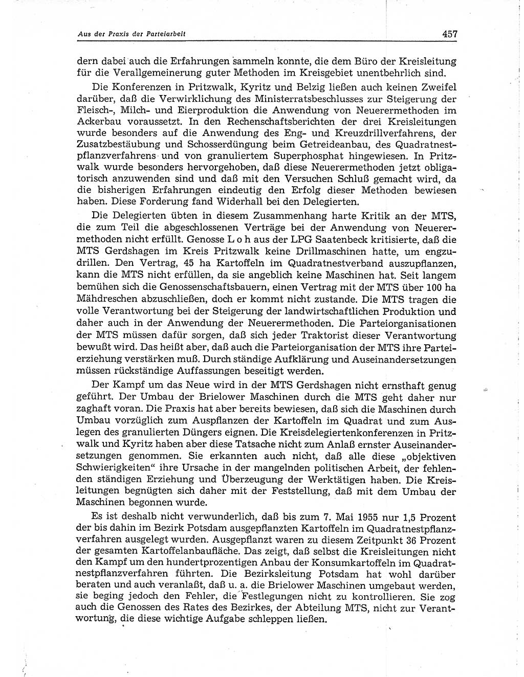 Neuer Weg (NW), Organ des Zentralkomitees (ZK) der SED (Sozialistische Einheitspartei Deutschlands) für Fragen des Parteiaufbaus und des Parteilebens, 10. Jahrgang [Deutsche Demokratische Republik (DDR)] 1955, Seite 457 (NW ZK SED DDR 1955, S. 457)