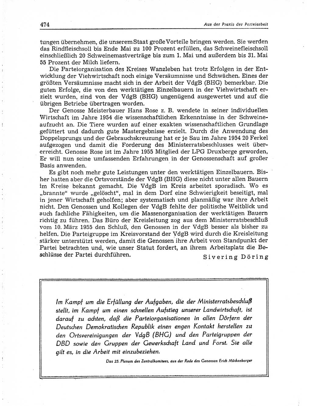 Neuer Weg (NW), Organ des Zentralkomitees (ZK) der SED (Sozialistische Einheitspartei Deutschlands) für Fragen des Parteiaufbaus und des Parteilebens, 10. Jahrgang [Deutsche Demokratische Republik (DDR)] 1955, Seite 474 (NW ZK SED DDR 1955, S. 474)