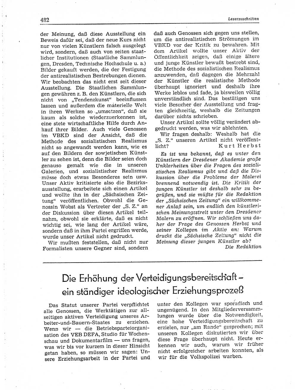 Neuer Weg (NW), Organ des Zentralkomitees (ZK) der SED (Sozialistische Einheitspartei Deutschlands) für Fragen des Parteiaufbaus und des Parteilebens, 10. Jahrgang [Deutsche Demokratische Republik (DDR)] 1955, Seite 482 (NW ZK SED DDR 1955, S. 482)