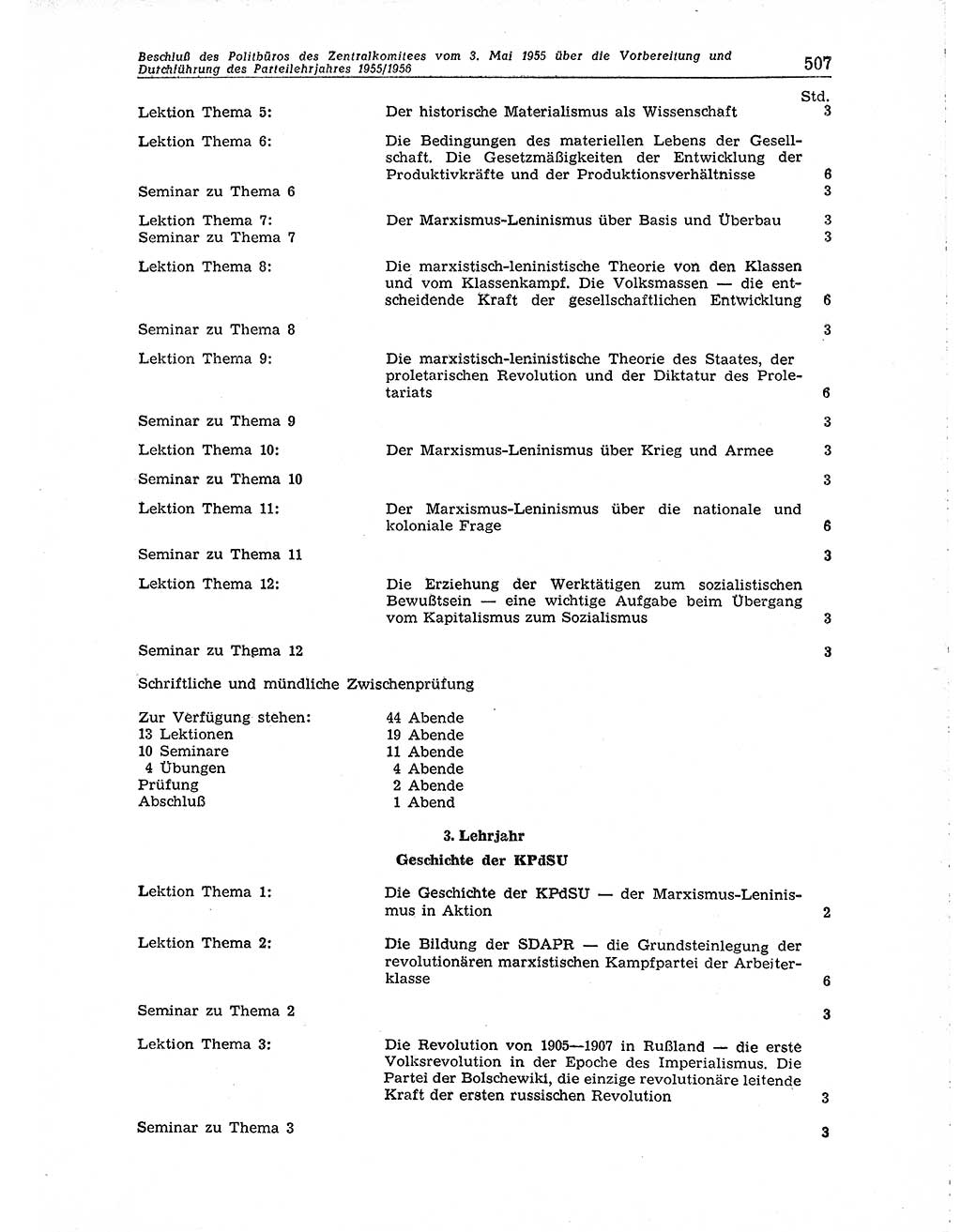 Neuer Weg (NW), Organ des Zentralkomitees (ZK) der SED (Sozialistische Einheitspartei Deutschlands) für Fragen des Parteiaufbaus und des Parteilebens, 10. Jahrgang [Deutsche Demokratische Republik (DDR)] 1955, Seite 507 (NW ZK SED DDR 1955, S. 507)