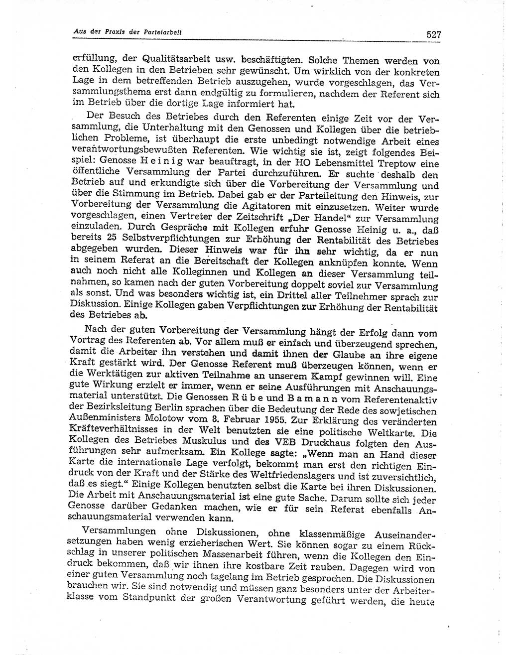 Neuer Weg (NW), Organ des Zentralkomitees (ZK) der SED (Sozialistische Einheitspartei Deutschlands) für Fragen des Parteiaufbaus und des Parteilebens, 10. Jahrgang [Deutsche Demokratische Republik (DDR)] 1955, Seite 527 (NW ZK SED DDR 1955, S. 527)