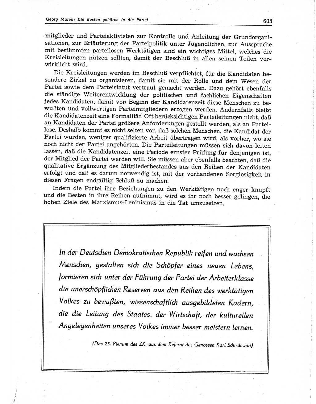 Neuer Weg (NW), Organ des Zentralkomitees (ZK) der SED (Sozialistische Einheitspartei Deutschlands) für Fragen des Parteiaufbaus und des Parteilebens, 10. Jahrgang [Deutsche Demokratische Republik (DDR)] 1955, Seite 605 (NW ZK SED DDR 1955, S. 605)