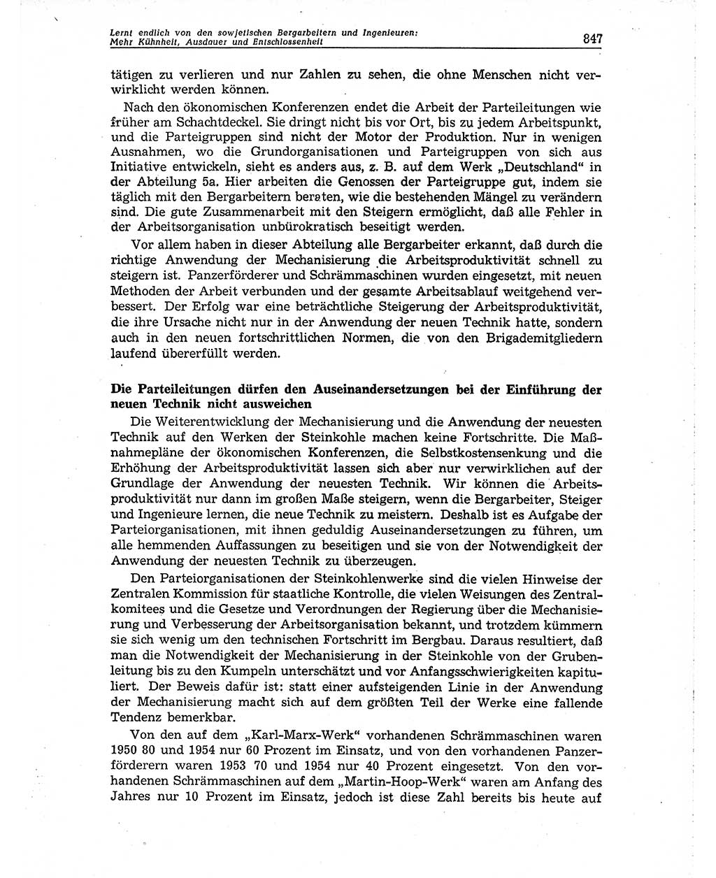 Neuer Weg (NW), Organ des Zentralkomitees (ZK) der SED (Sozialistische Einheitspartei Deutschlands) für Fragen des Parteiaufbaus und des Parteilebens, 10. Jahrgang [Deutsche Demokratische Republik (DDR)] 1955, Seite 847 (NW ZK SED DDR 1955, S. 847)