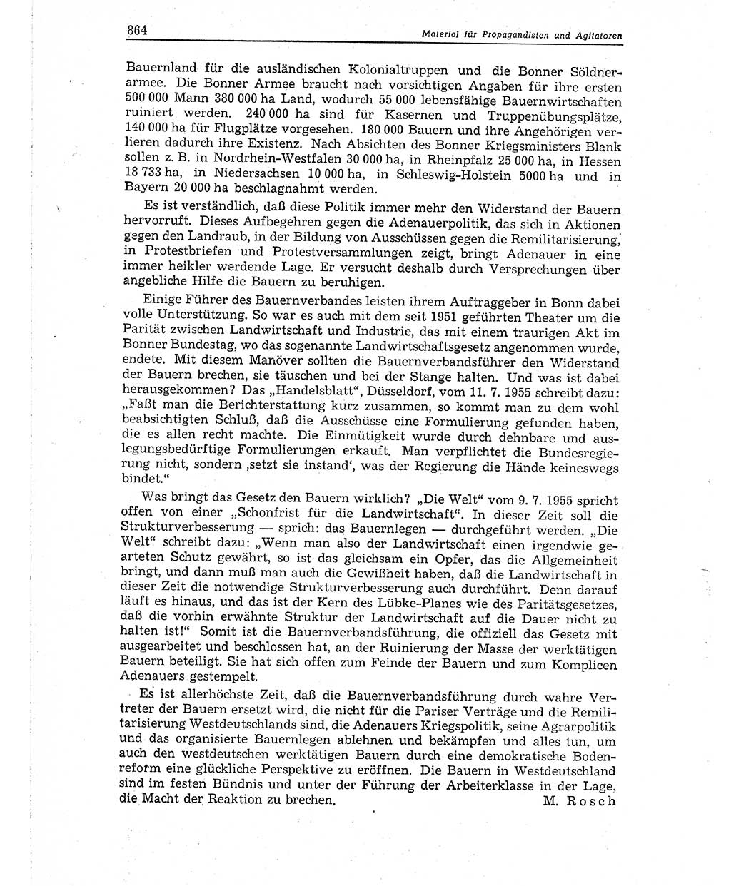 Neuer Weg (NW), Organ des Zentralkomitees (ZK) der SED (Sozialistische Einheitspartei Deutschlands) für Fragen des Parteiaufbaus und des Parteilebens, 10. Jahrgang [Deutsche Demokratische Republik (DDR)] 1955, Seite 864 (NW ZK SED DDR 1955, S. 864)