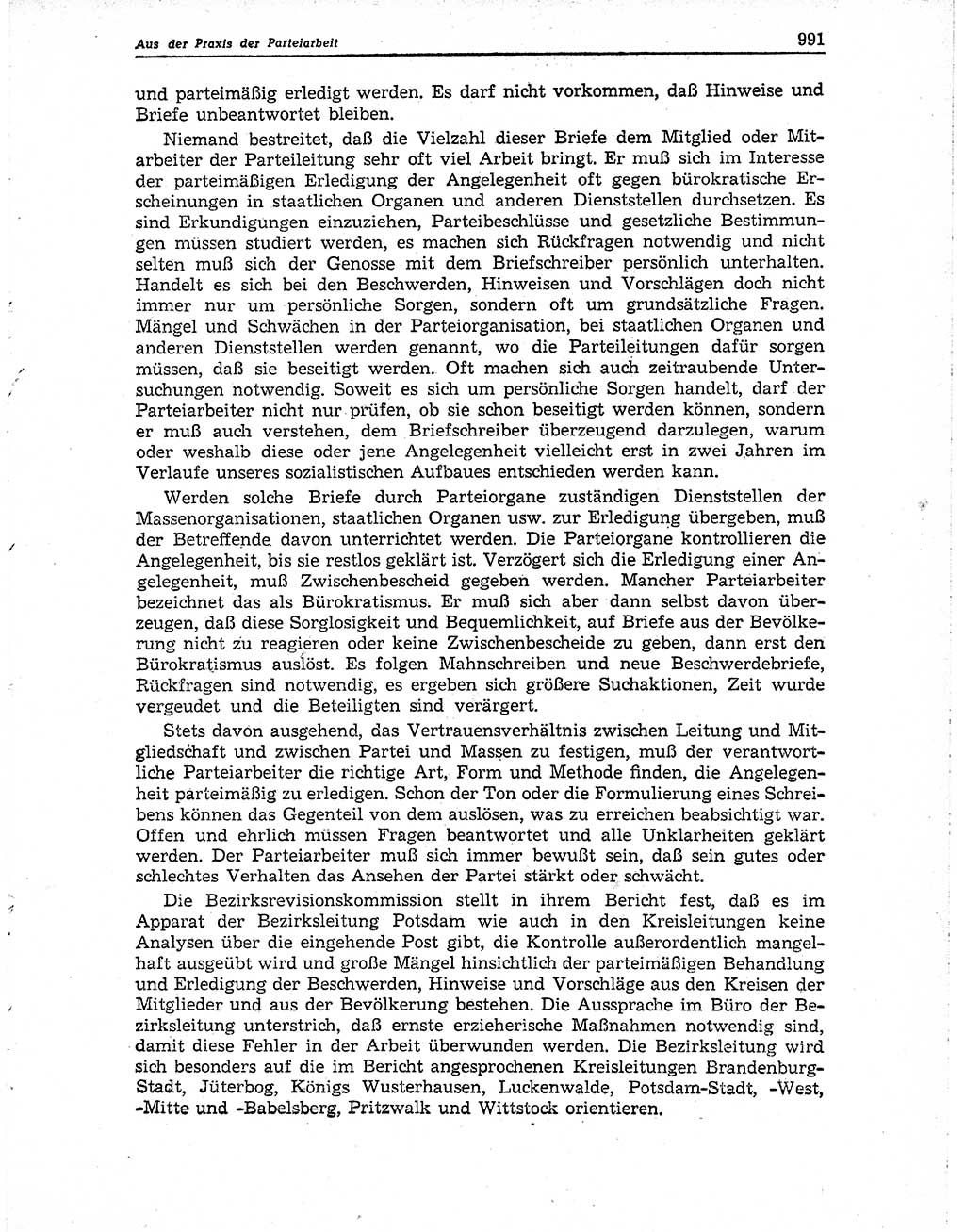 Neuer Weg (NW), Organ des Zentralkomitees (ZK) der SED (Sozialistische Einheitspartei Deutschlands) für Fragen des Parteiaufbaus und des Parteilebens, 10. Jahrgang [Deutsche Demokratische Republik (DDR)] 1955, Seite 991 (NW ZK SED DDR 1955, S. 991)