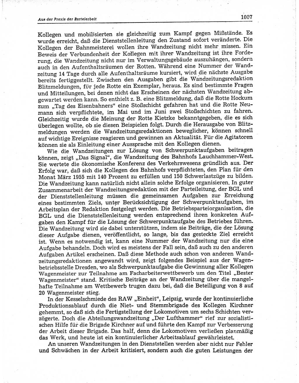 Neuer Weg (NW), Organ des Zentralkomitees (ZK) der SED (Sozialistische Einheitspartei Deutschlands) für Fragen des Parteiaufbaus und des Parteilebens, 10. Jahrgang [Deutsche Demokratische Republik (DDR)] 1955, Seite 1007 (NW ZK SED DDR 1955, S. 1007)