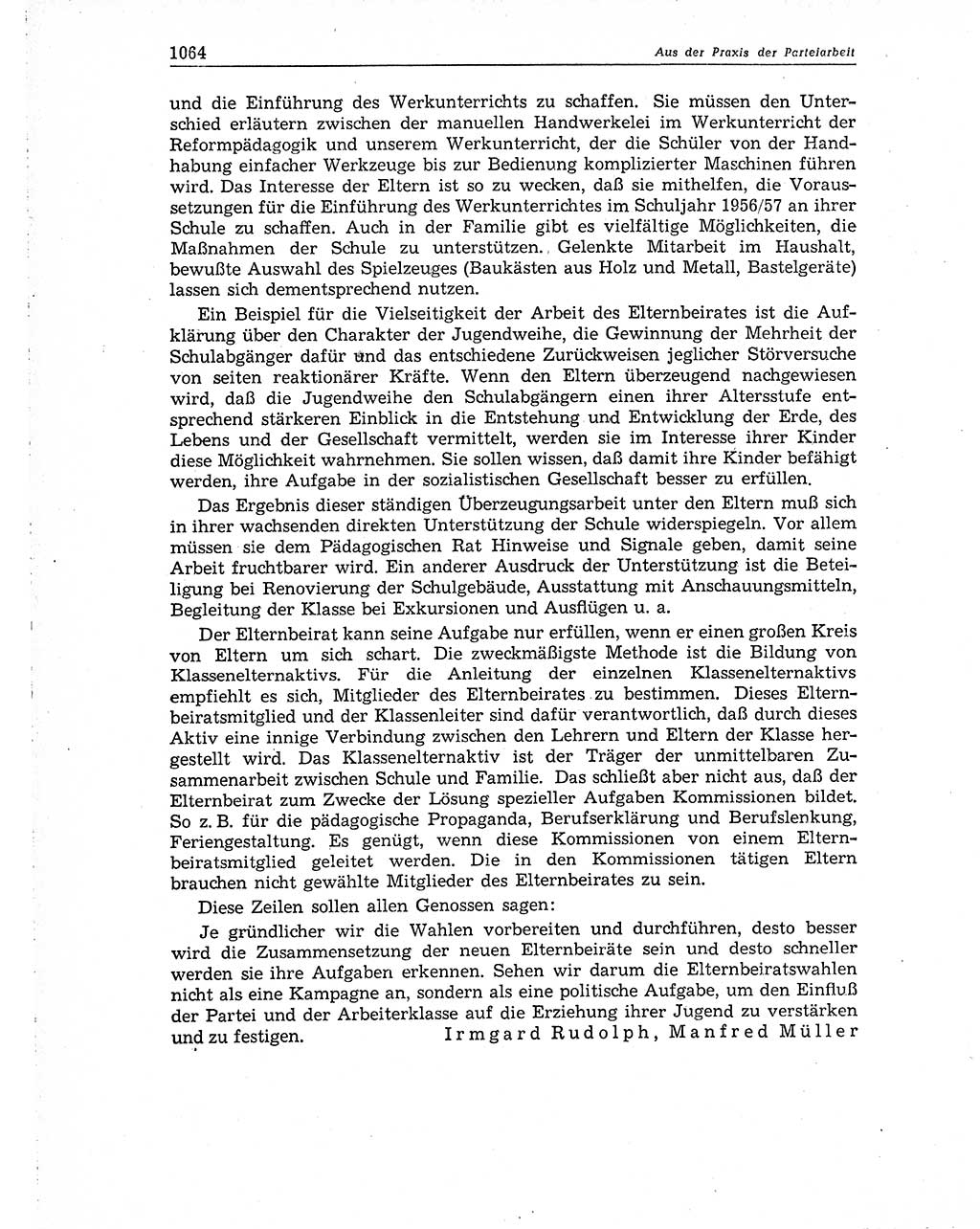 Neuer Weg (NW), Organ des Zentralkomitees (ZK) der SED (Sozialistische Einheitspartei Deutschlands) für Fragen des Parteiaufbaus und des Parteilebens, 10. Jahrgang [Deutsche Demokratische Republik (DDR)] 1955, Seite 1064 (NW ZK SED DDR 1955, S. 1064)