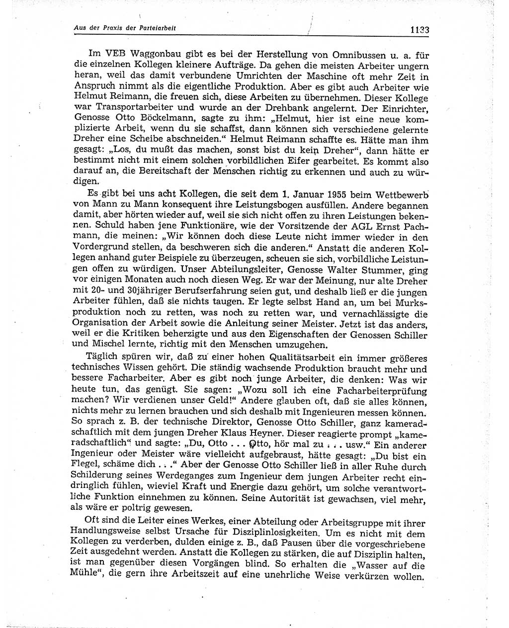 Neuer Weg (NW), Organ des Zentralkomitees (ZK) der SED (Sozialistische Einheitspartei Deutschlands) für Fragen des Parteiaufbaus und des Parteilebens, 10. Jahrgang [Deutsche Demokratische Republik (DDR)] 1955, Seite 1133 (NW ZK SED DDR 1955, S. 1133)