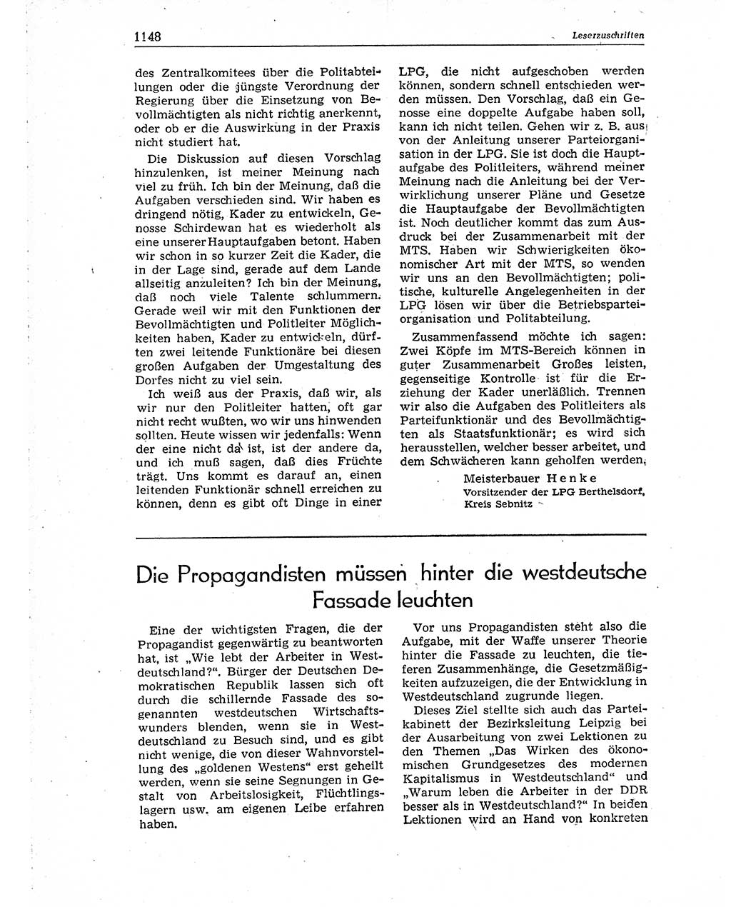 Neuer Weg (NW), Organ des Zentralkomitees (ZK) der SED (Sozialistische Einheitspartei Deutschlands) für Fragen des Parteiaufbaus und des Parteilebens, 10. Jahrgang [Deutsche Demokratische Republik (DDR)] 1955, Seite 1148 (NW ZK SED DDR 1955, S. 1148)