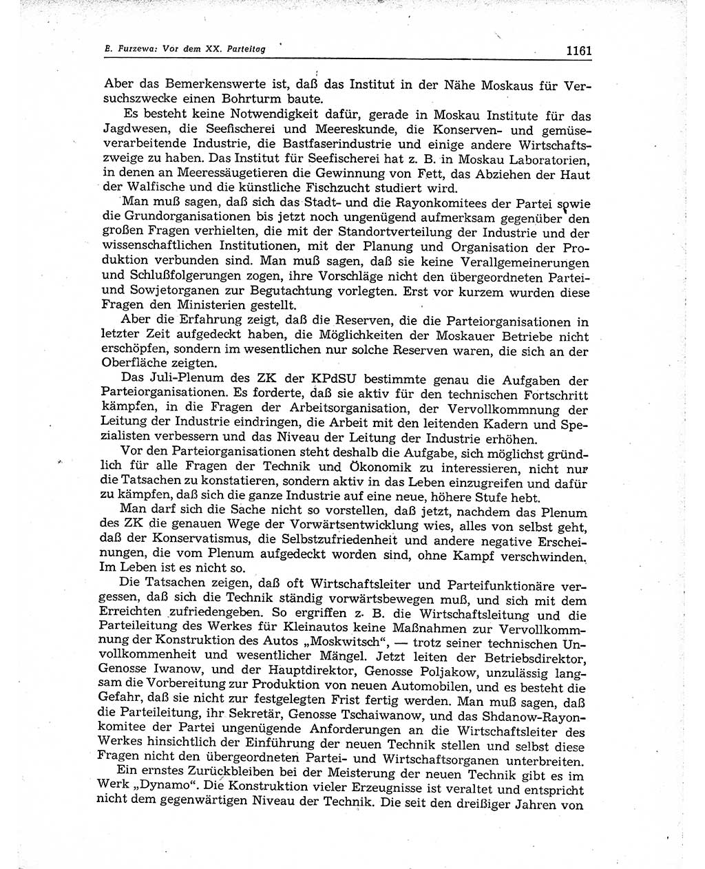 Neuer Weg (NW), Organ des Zentralkomitees (ZK) der SED (Sozialistische Einheitspartei Deutschlands) für Fragen des Parteiaufbaus und des Parteilebens, 10. Jahrgang [Deutsche Demokratische Republik (DDR)] 1955, Seite 1161 (NW ZK SED DDR 1955, S. 1161)