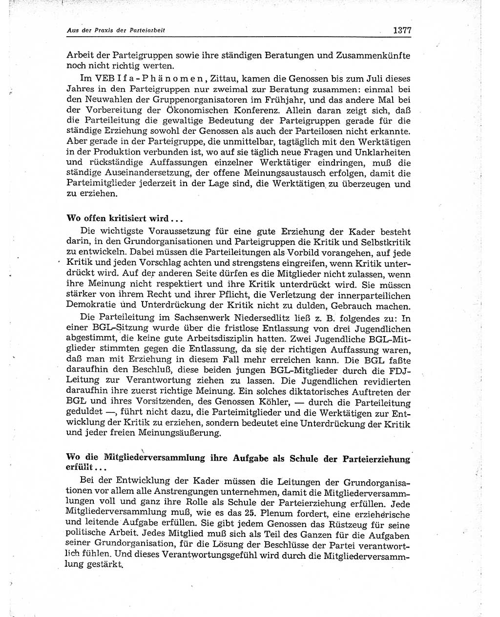 Neuer Weg (NW), Organ des Zentralkomitees (ZK) der SED (Sozialistische Einheitspartei Deutschlands) für Fragen des Parteiaufbaus und des Parteilebens, 10. Jahrgang [Deutsche Demokratische Republik (DDR)] 1955, Seite 1377 (NW ZK SED DDR 1955, S. 1377)