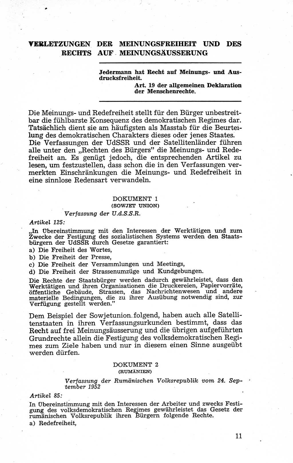 Recht in Fesseln, Dokumente, Internationale Juristen-Kommission [Bundesrepublik Deutschland (BRD)] 1955, Seite 11 (R. Dok. IJK BRD 1955, S. 11)