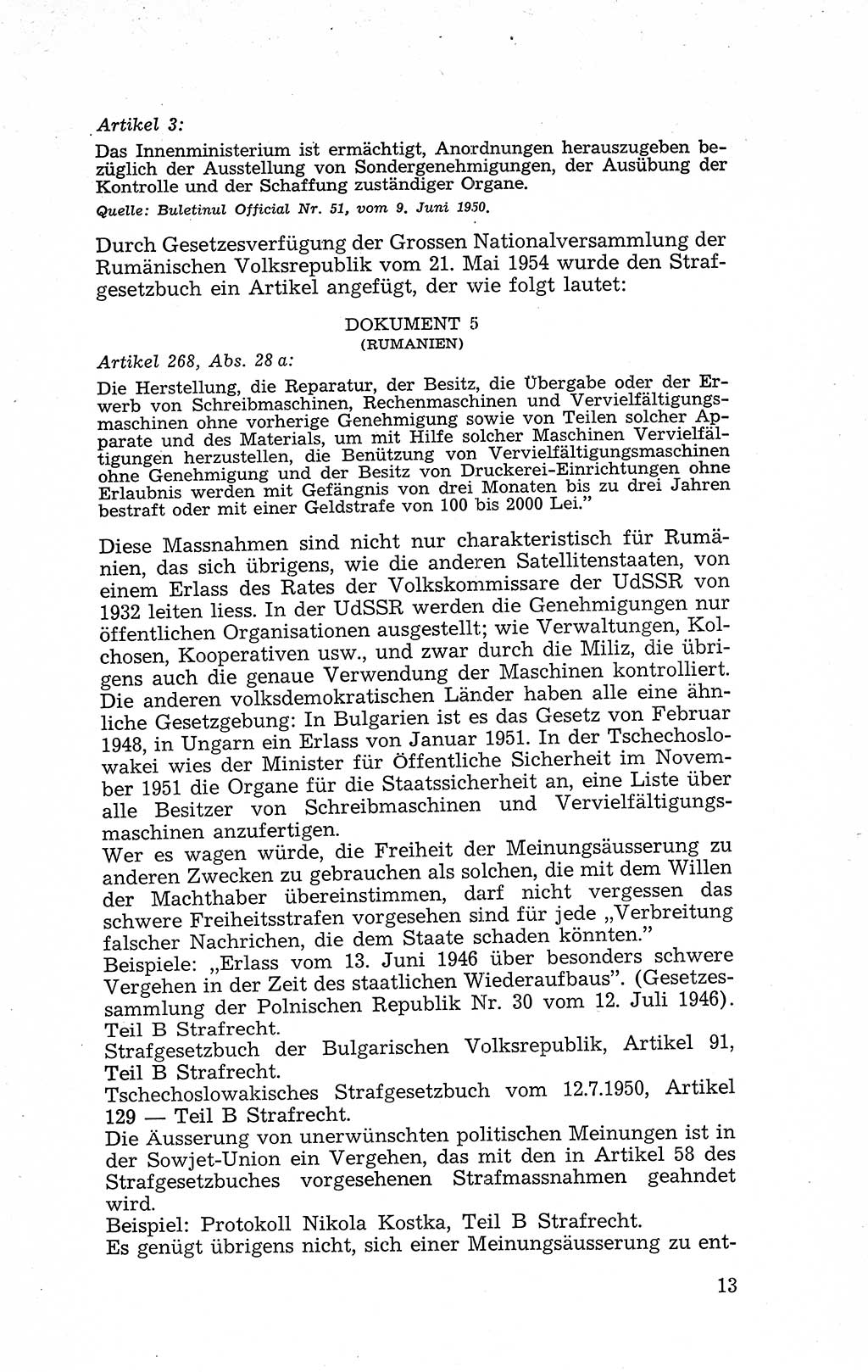 Recht in Fesseln, Dokumente, Internationale Juristen-Kommission [Bundesrepublik Deutschland (BRD)] 1955, Seite 13 (R. Dok. IJK BRD 1955, S. 13)