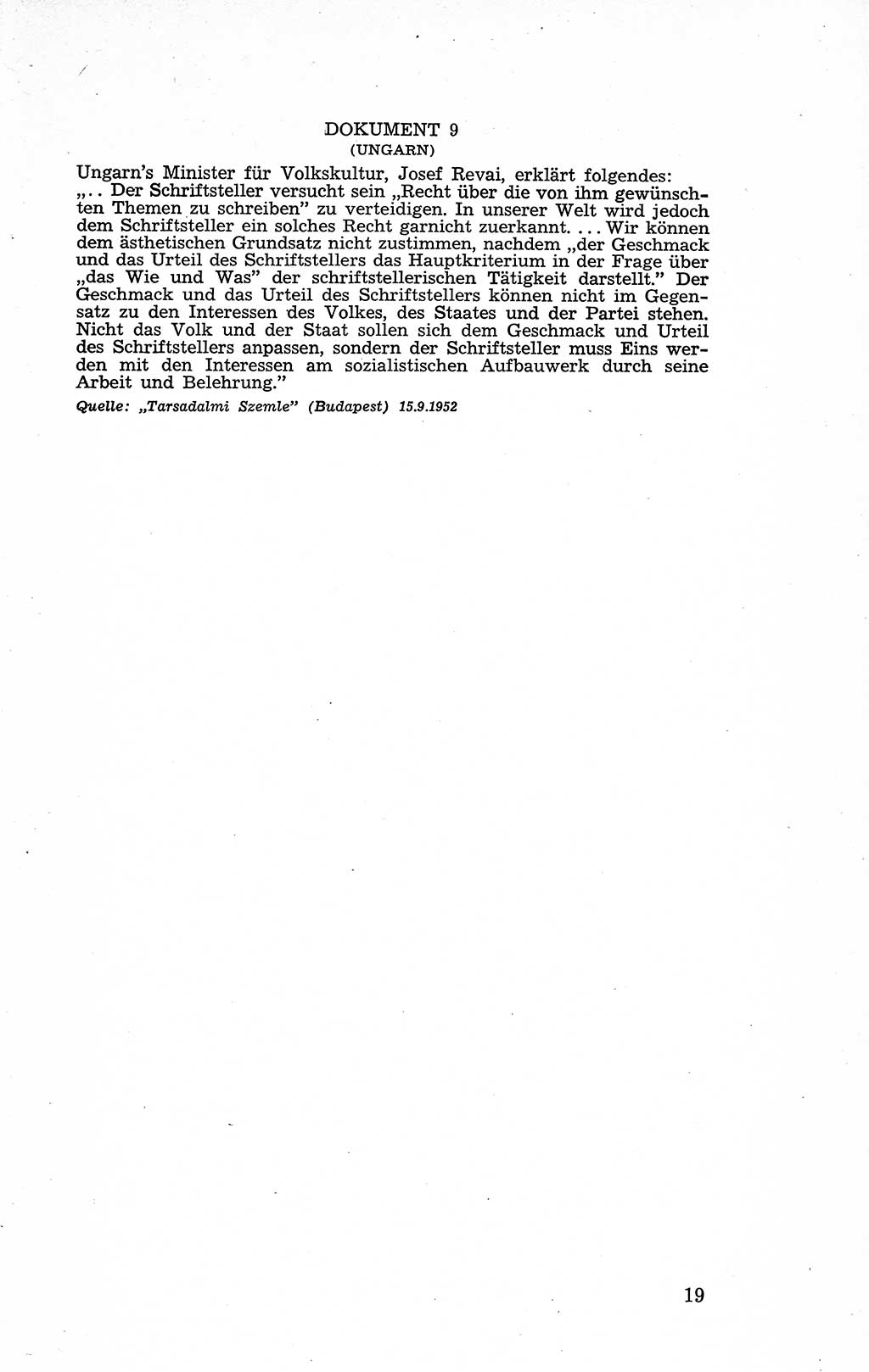Recht in Fesseln, Dokumente, Internationale Juristen-Kommission [Bundesrepublik Deutschland (BRD)] 1955, Seite 19 (R. Dok. IJK BRD 1955, S. 19)