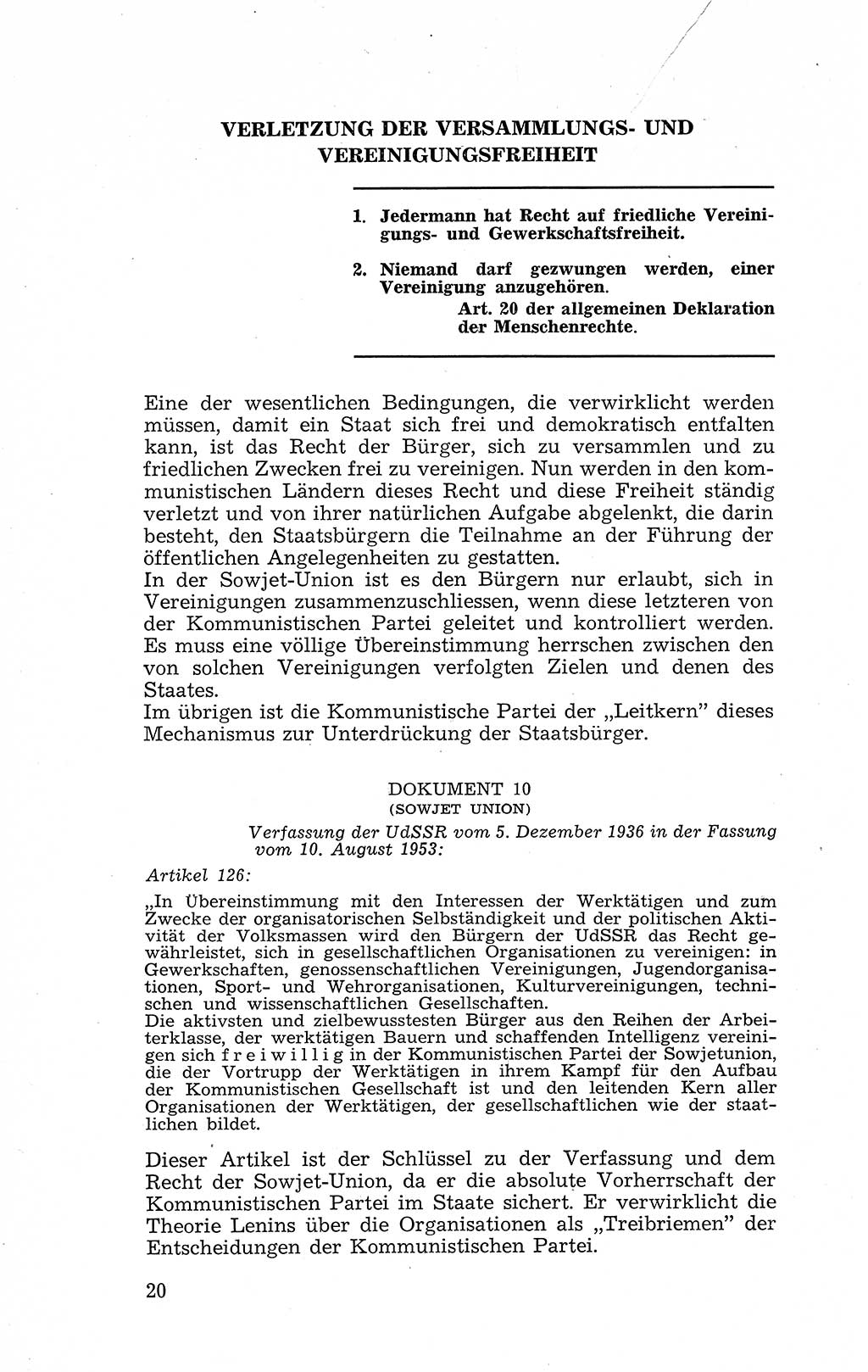 Recht in Fesseln, Dokumente, Internationale Juristen-Kommission [Bundesrepublik Deutschland (BRD)] 1955, Seite 20 (R. Dok. IJK BRD 1955, S. 20)