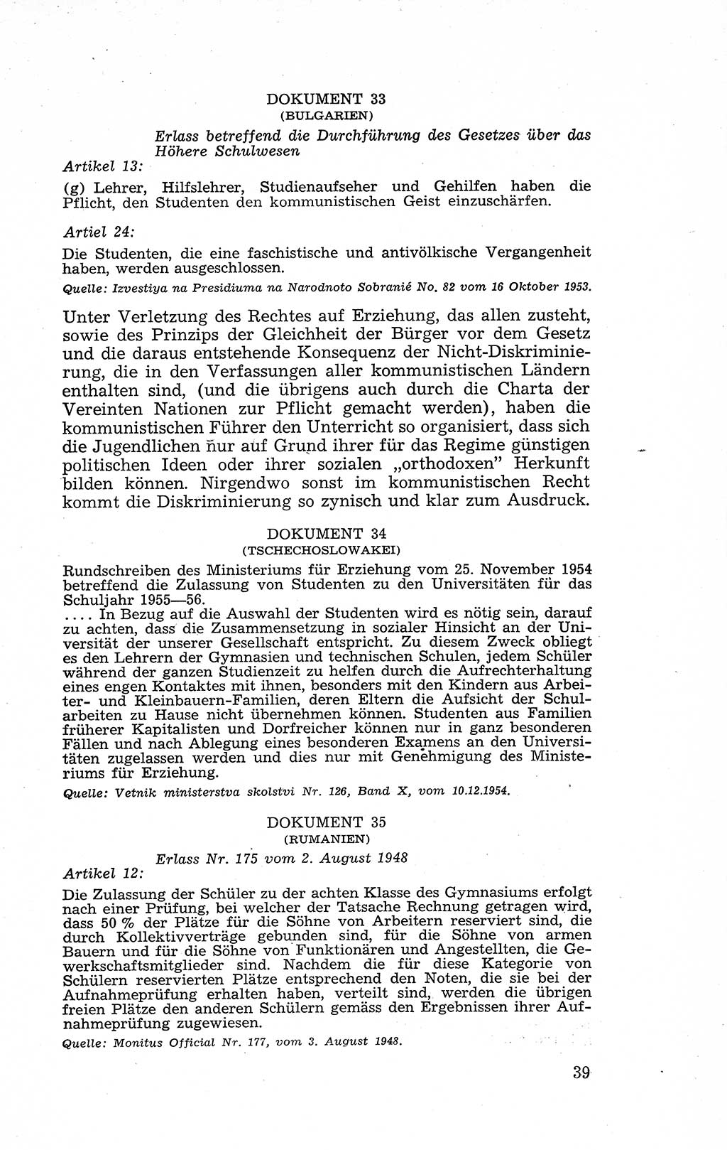 Recht in Fesseln, Dokumente, Internationale Juristen-Kommission [Bundesrepublik Deutschland (BRD)] 1955, Seite 39 (R. Dok. IJK BRD 1955, S. 39)