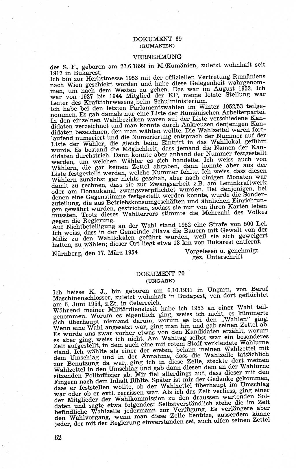 Recht in Fesseln, Dokumente, Internationale Juristen-Kommission [Bundesrepublik Deutschland (BRD)] 1955, Seite 62 (R. Dok. IJK BRD 1955, S. 62)