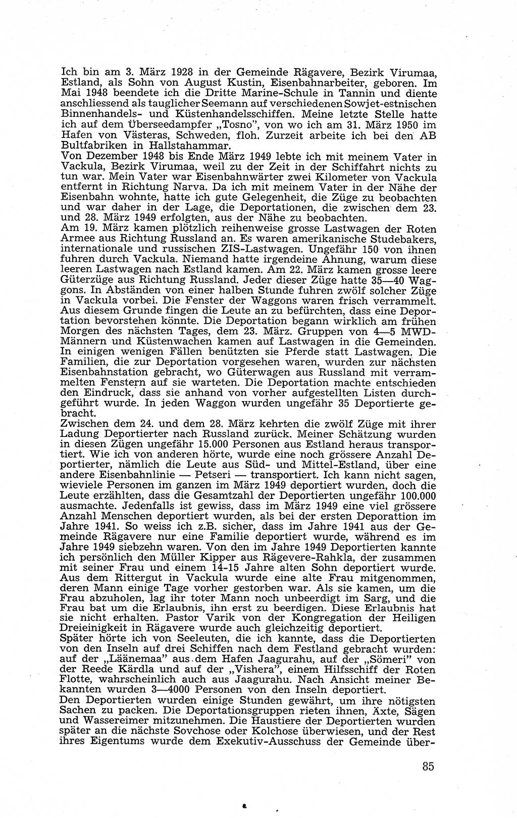 Recht in Fesseln, Dokumente, Internationale Juristen-Kommission [Bundesrepublik Deutschland (BRD)] 1955, Seite 85 (R. Dok. IJK BRD 1955, S. 85)