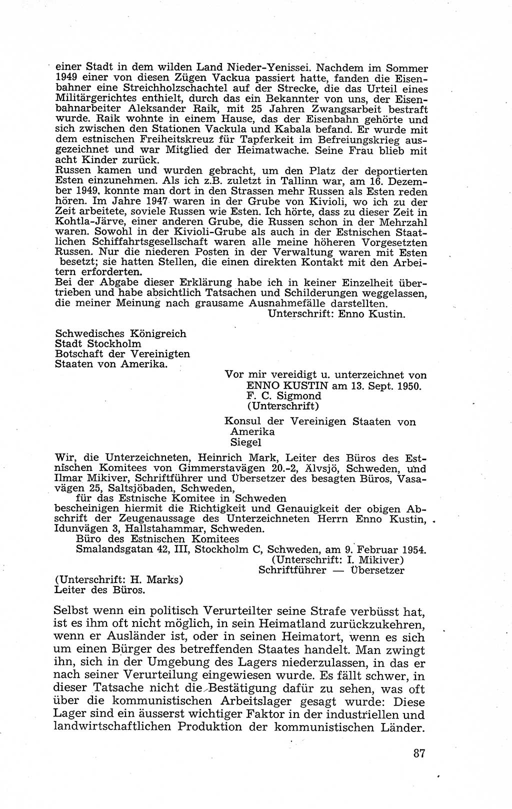 Recht in Fesseln, Dokumente, Internationale Juristen-Kommission [Bundesrepublik Deutschland (BRD)] 1955, Seite 87 (R. Dok. IJK BRD 1955, S. 87)