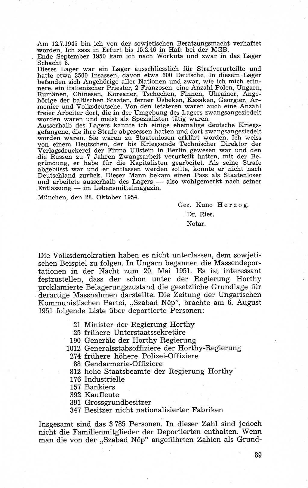 Recht in Fesseln, Dokumente, Internationale Juristen-Kommission [Bundesrepublik Deutschland (BRD)] 1955, Seite 89 (R. Dok. IJK BRD 1955, S. 89)