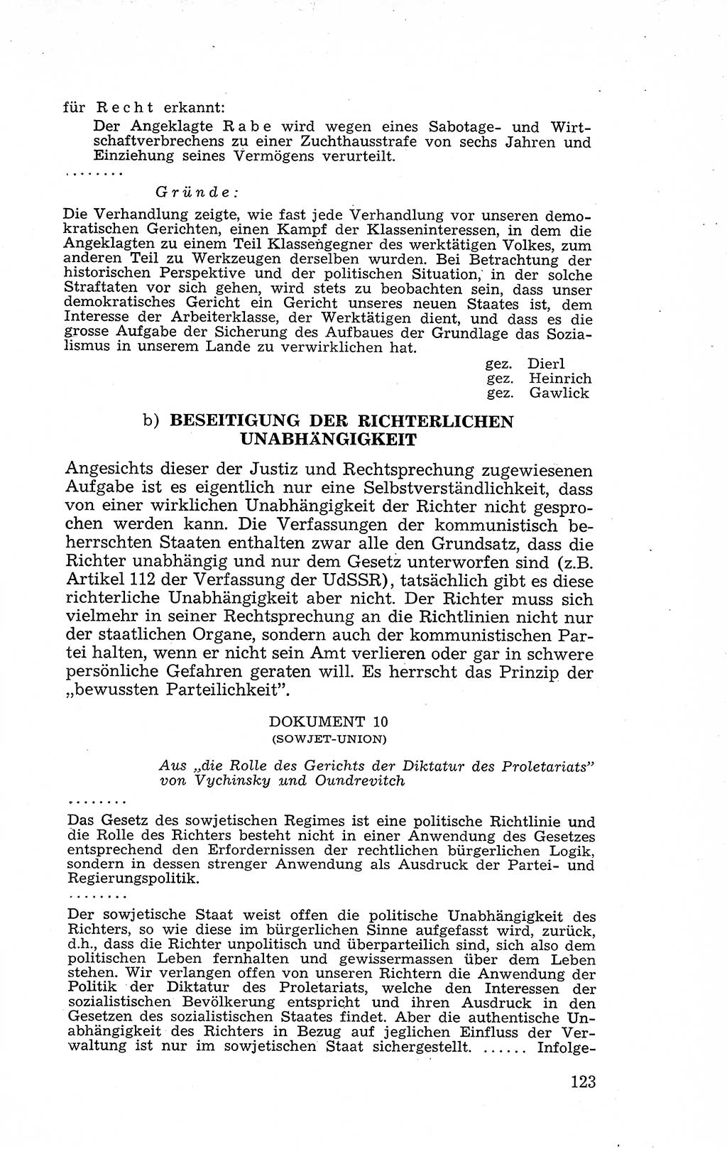Recht in Fesseln, Dokumente, Internationale Juristen-Kommission [Bundesrepublik Deutschland (BRD)] 1955, Seite 123 (R. Dok. IJK BRD 1955, S. 123)