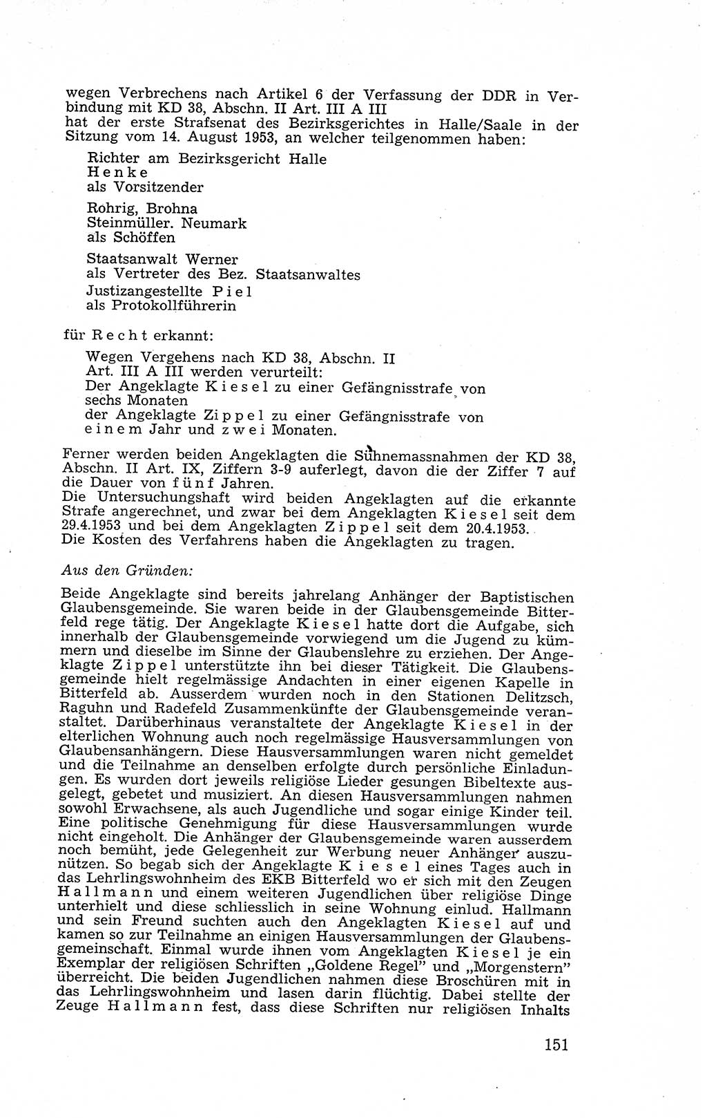 Recht in Fesseln, Dokumente, Internationale Juristen-Kommission [Bundesrepublik Deutschland (BRD)] 1955, Seite 151 (R. Dok. IJK BRD 1955, S. 151)