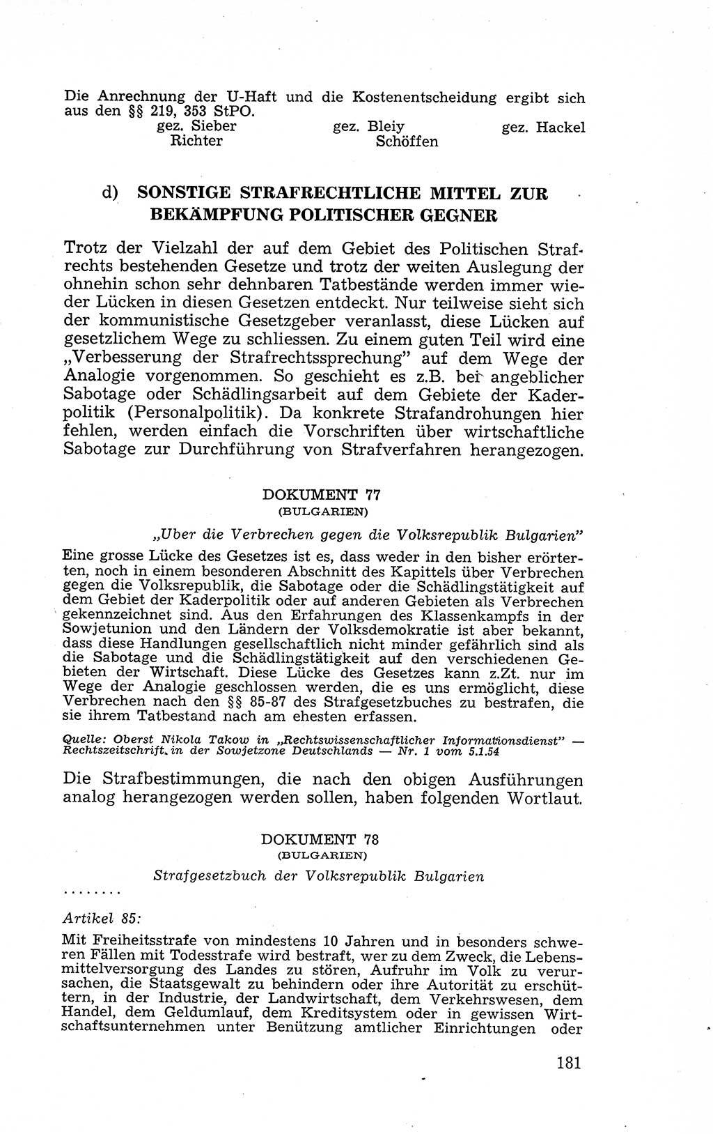 Recht in Fesseln, Dokumente, Internationale Juristen-Kommission [Bundesrepublik Deutschland (BRD)] 1955, Seite 181 (R. Dok. IJK BRD 1955, S. 181)