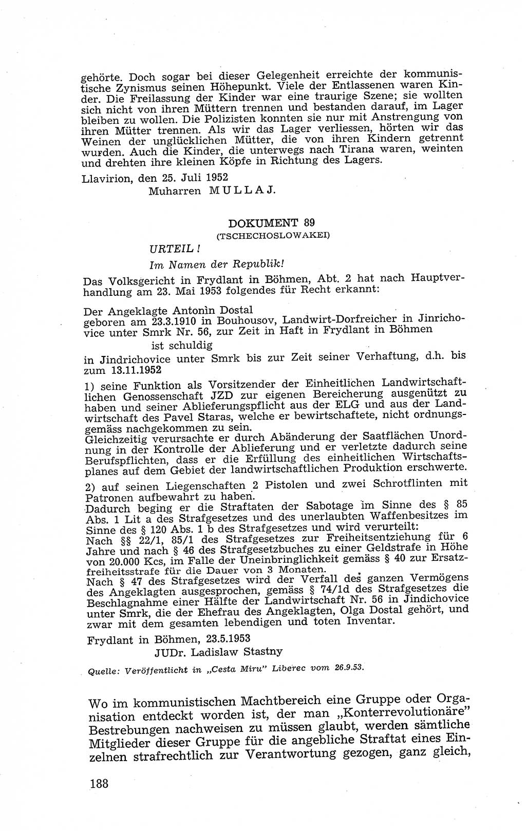 Recht in Fesseln, Dokumente, Internationale Juristen-Kommission [Bundesrepublik Deutschland (BRD)] 1955, Seite 188 (R. Dok. IJK BRD 1955, S. 188)
