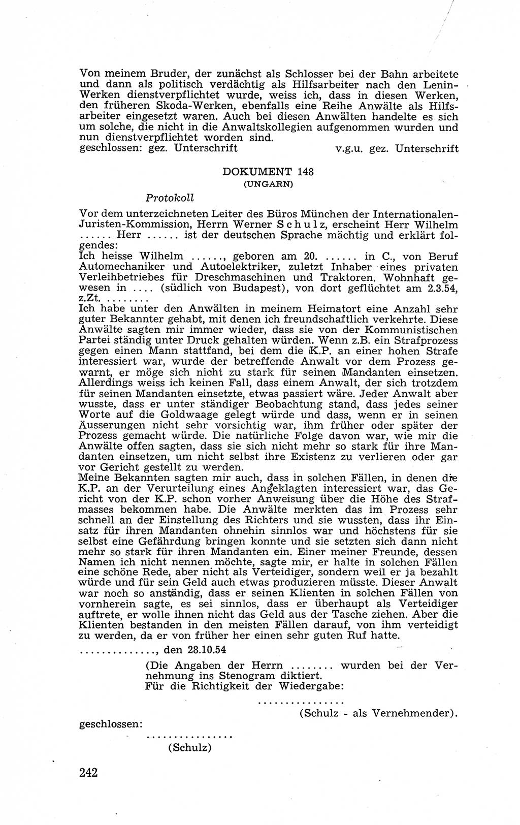 Recht in Fesseln, Dokumente, Internationale Juristen-Kommission [Bundesrepublik Deutschland (BRD)] 1955, Seite 242 (R. Dok. IJK BRD 1955, S. 242)