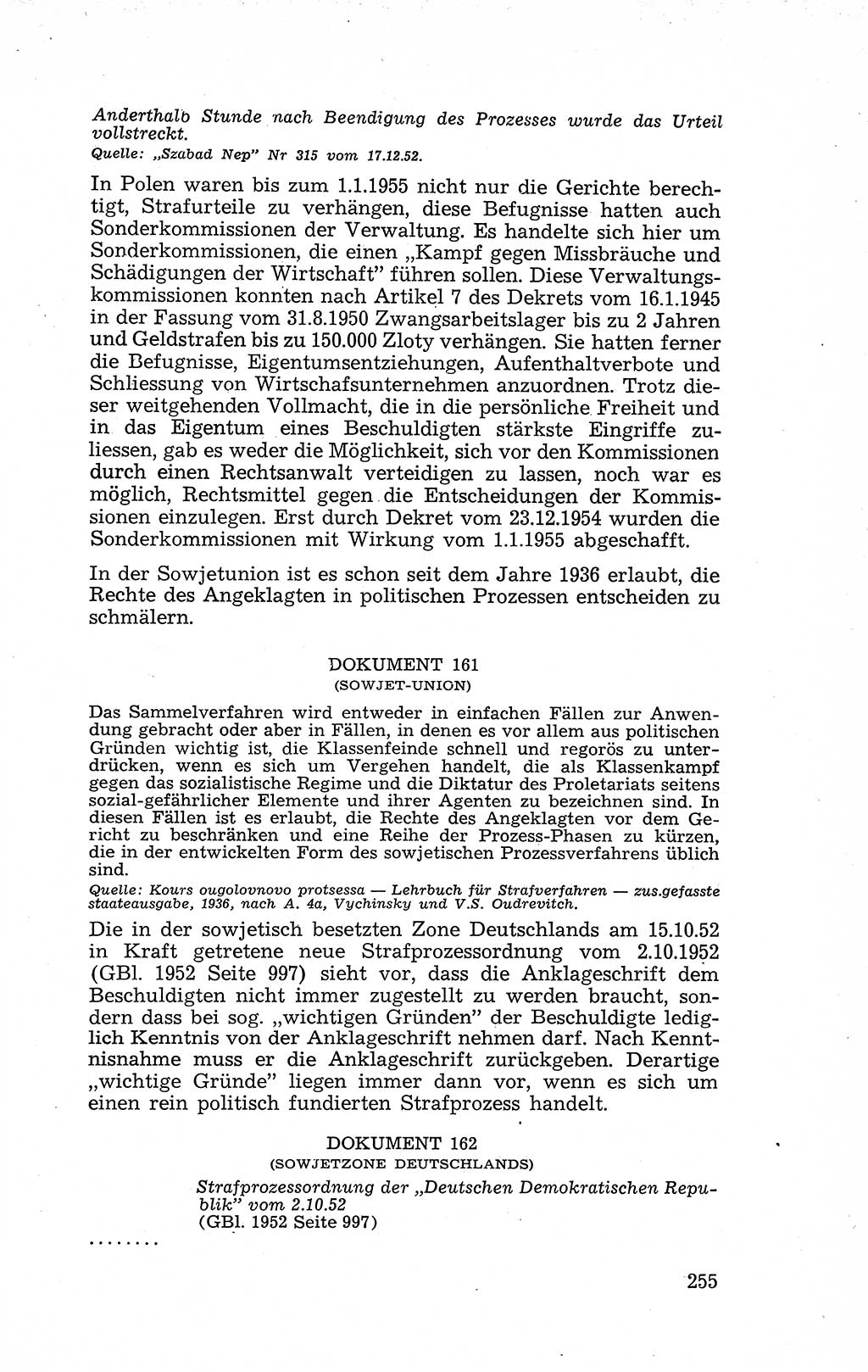 Recht in Fesseln, Dokumente, Internationale Juristen-Kommission [Bundesrepublik Deutschland (BRD)] 1955, Seite 255 (R. Dok. IJK BRD 1955, S. 255)