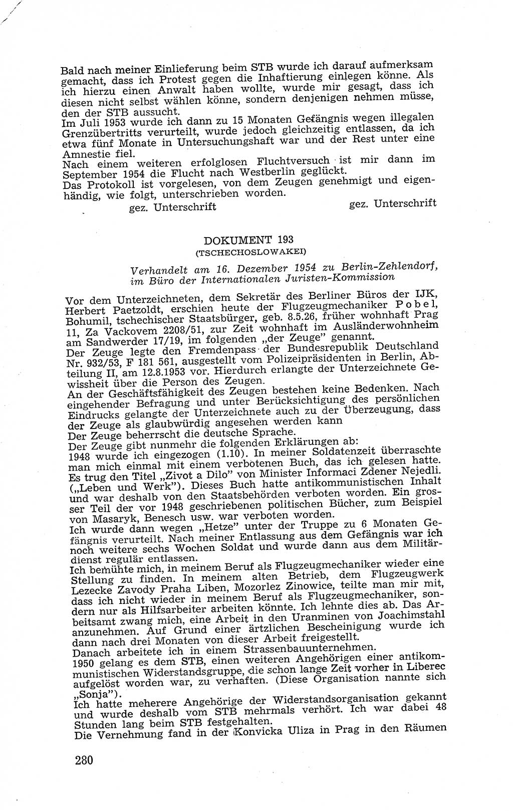 Recht in Fesseln, Dokumente, Internationale Juristen-Kommission [Bundesrepublik Deutschland (BRD)] 1955, Seite 280 (R. Dok. IJK BRD 1955, S. 280)
