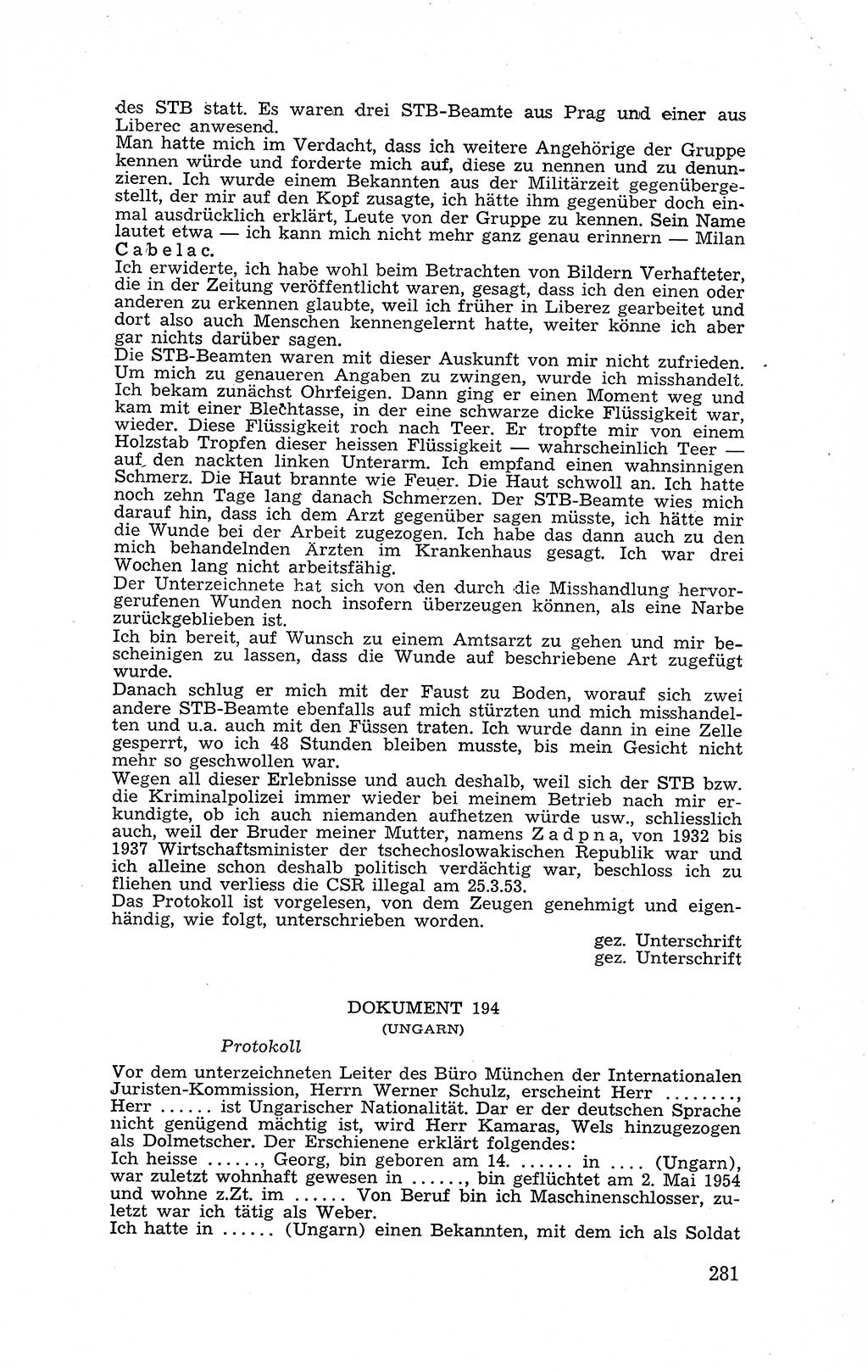 Recht in Fesseln, Dokumente, Internationale Juristen-Kommission [Bundesrepublik Deutschland (BRD)] 1955, Seite 281 (R. Dok. IJK BRD 1955, S. 281)