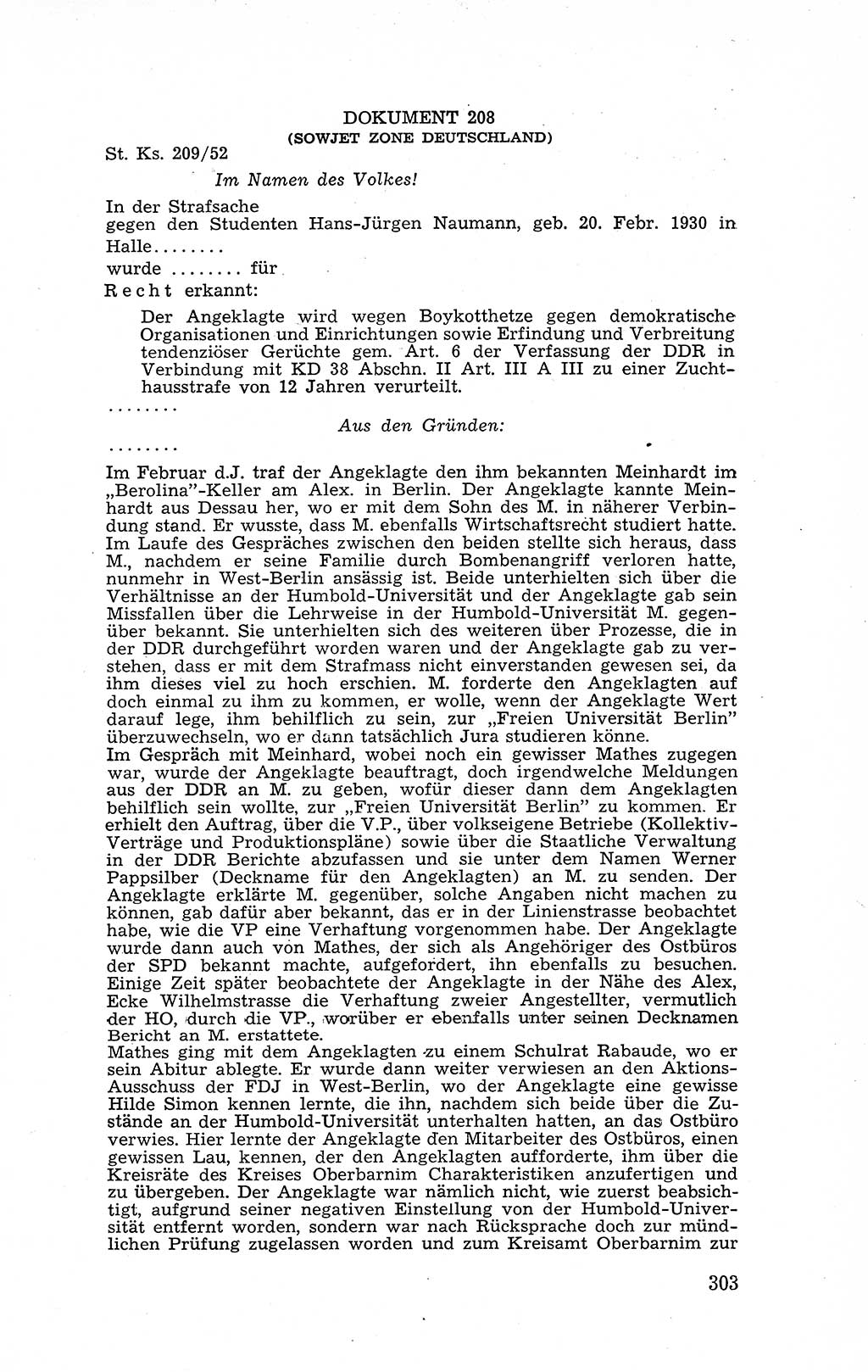 Recht in Fesseln, Dokumente, Internationale Juristen-Kommission [Bundesrepublik Deutschland (BRD)] 1955, Seite 303 (R. Dok. IJK BRD 1955, S. 303)