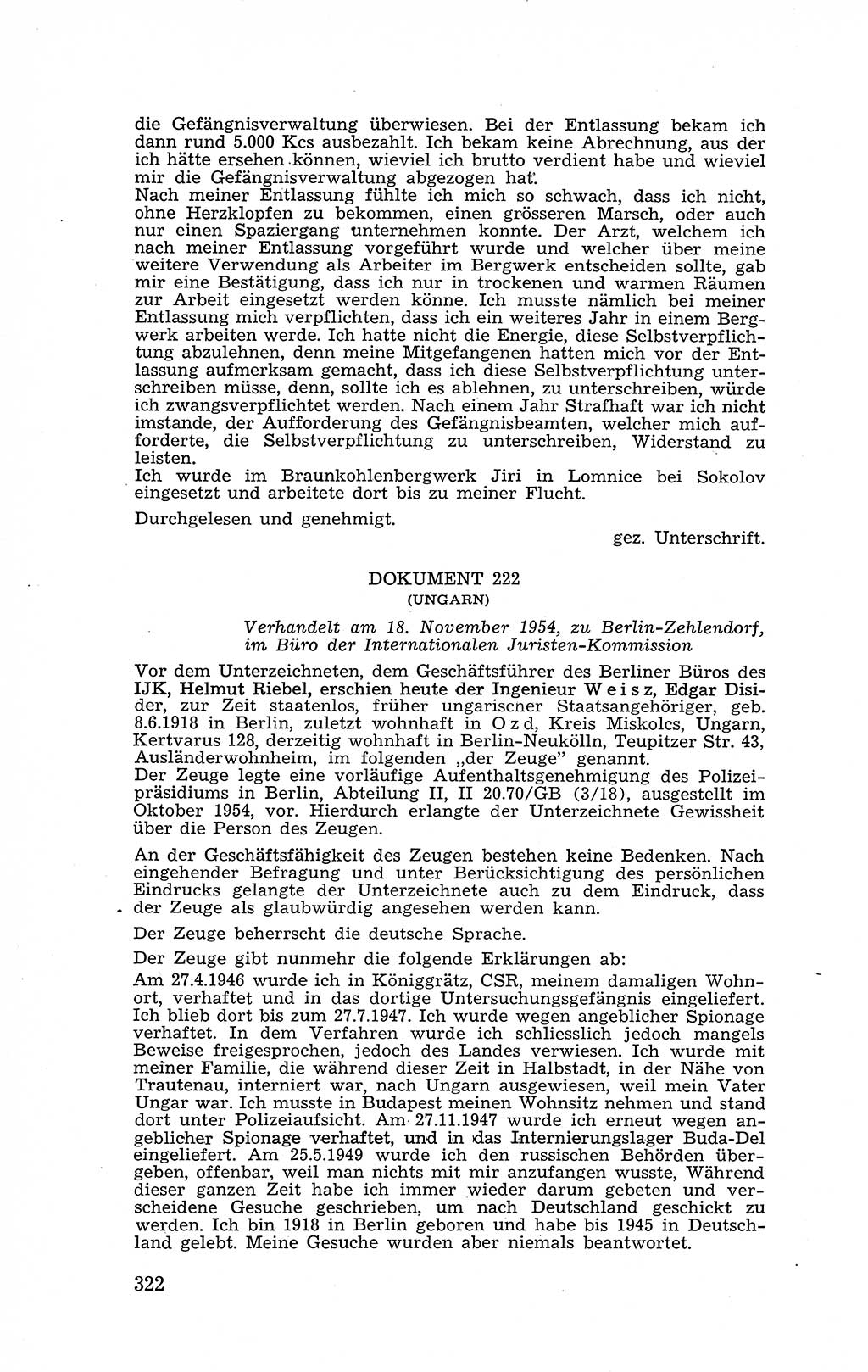 Recht in Fesseln, Dokumente, Internationale Juristen-Kommission [Bundesrepublik Deutschland (BRD)] 1955, Seite 322 (R. Dok. IJK BRD 1955, S. 322)