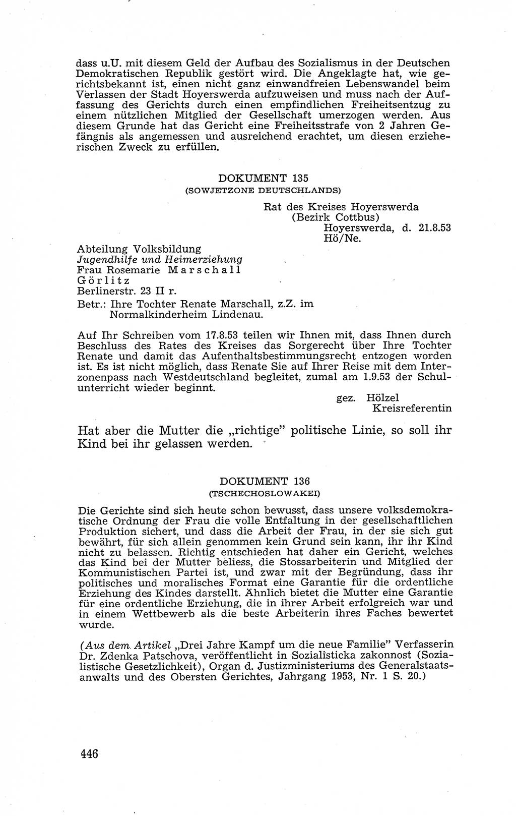 Recht in Fesseln, Dokumente, Internationale Juristen-Kommission [Bundesrepublik Deutschland (BRD)] 1955, Seite 446 (R. Dok. IJK BRD 1955, S. 446)