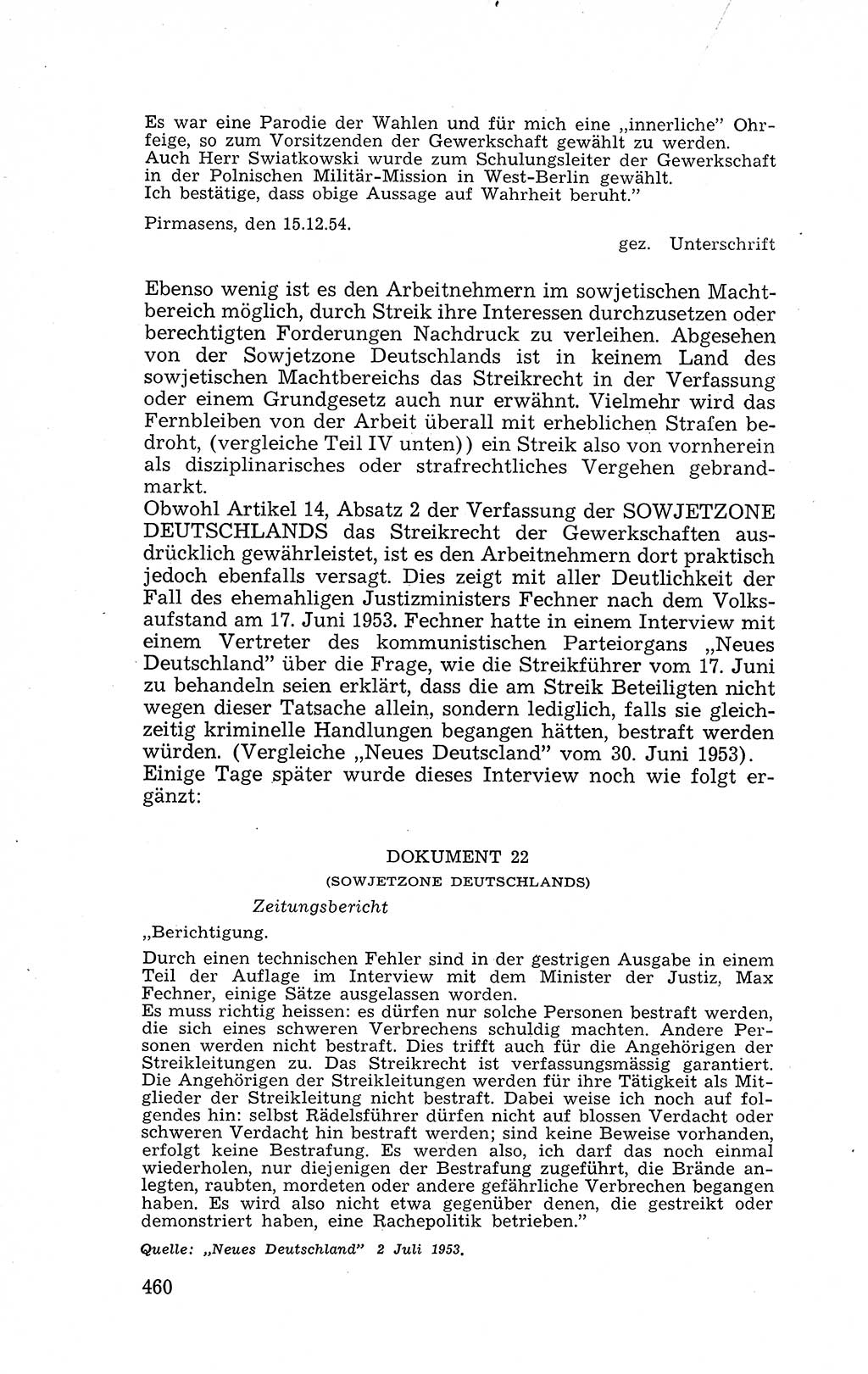 Recht in Fesseln, Dokumente, Internationale Juristen-Kommission [Bundesrepublik Deutschland (BRD)] 1955, Seite 460 (R. Dok. IJK BRD 1955, S. 460)