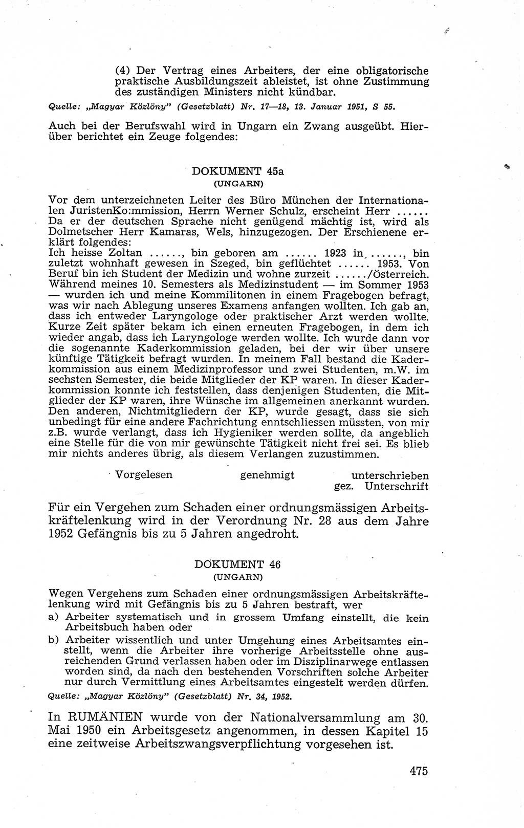 Recht in Fesseln, Dokumente, Internationale Juristen-Kommission [Bundesrepublik Deutschland (BRD)] 1955, Seite 475 (R. Dok. IJK BRD 1955, S. 475)