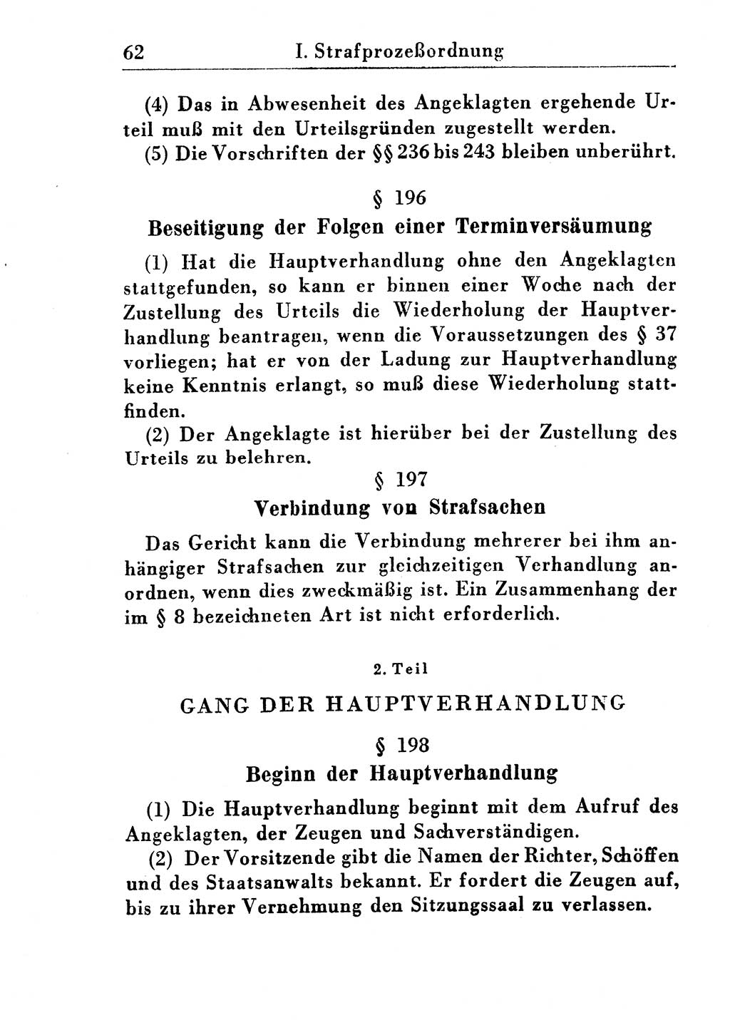 Strafprozeßordnung (StPO), Gerichtsverfassungsgesetz (GVG), Staatsanwaltsgesetz (StAG) und Jugendgerichtsgesetz (JGG) [Deutsche Demokratische Republik (DDR)] 1955, Seite 62 (StPO GVG StAG JGG DDR 1955, S. 62)