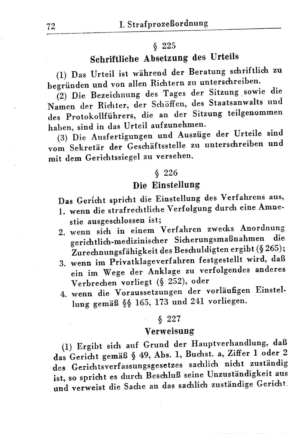 Strafprozeßordnung (StPO), Gerichtsverfassungsgesetz (GVG), Staatsanwaltsgesetz (StAG) und Jugendgerichtsgesetz (JGG) [Deutsche Demokratische Republik (DDR)] 1955, Seite 72 (StPO GVG StAG JGG DDR 1955, S. 72)