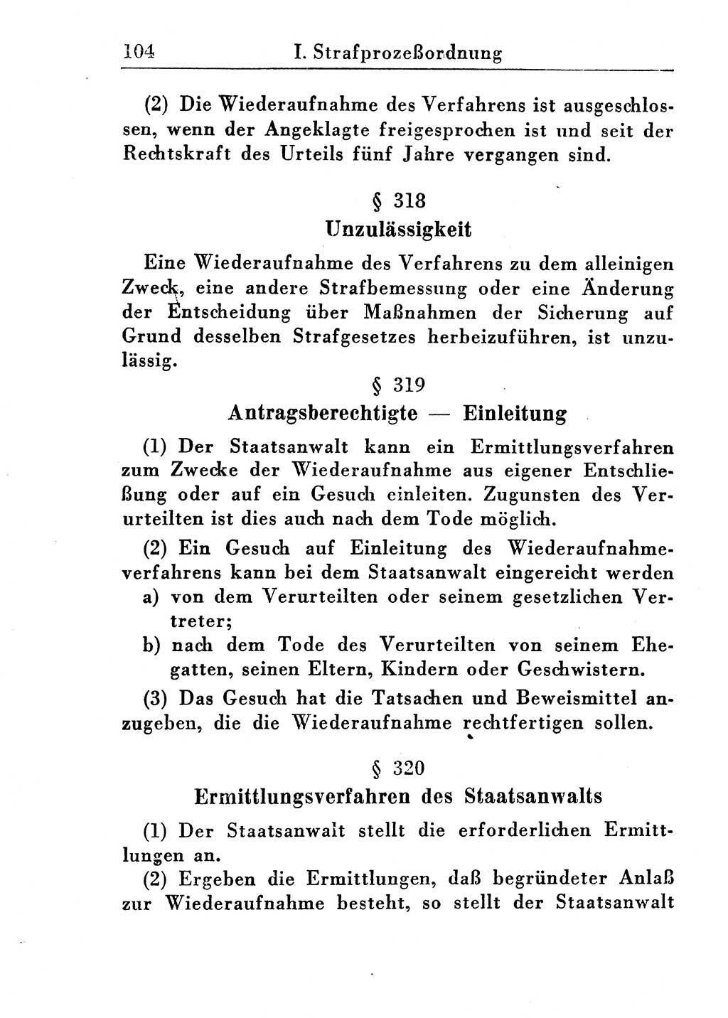 Strafprozeßordnung (StPO), Gerichtsverfassungsgesetz (GVG), Staatsanwaltsgesetz (StAG) und Jugendgerichtsgesetz (JGG) [Deutsche Demokratische Republik (DDR)] 1955, Seite 104 (StPO GVG StAG JGG DDR 1955, S. 104)