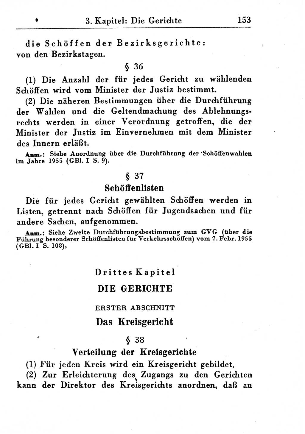 Strafprozeßordnung (StPO), Gerichtsverfassungsgesetz (GVG), Staatsanwaltsgesetz (StAG) und Jugendgerichtsgesetz (JGG) [Deutsche Demokratische Republik (DDR)] 1955, Seite 153 (StPO GVG StAG JGG DDR 1955, S. 153)