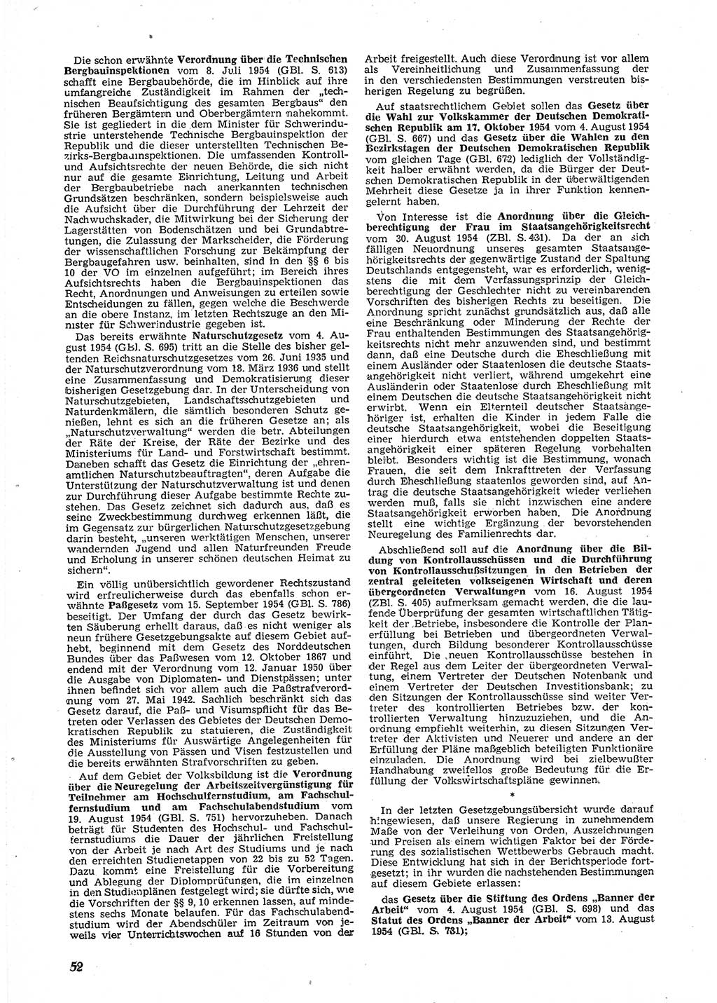 Neue Justiz (NJ), Zeitschrift für Recht und Rechtswissenschaft [Deutsche Demokratische Republik (DDR)], 9. Jahrgang 1955, Seite 52 (NJ DDR 1955, S. 52)