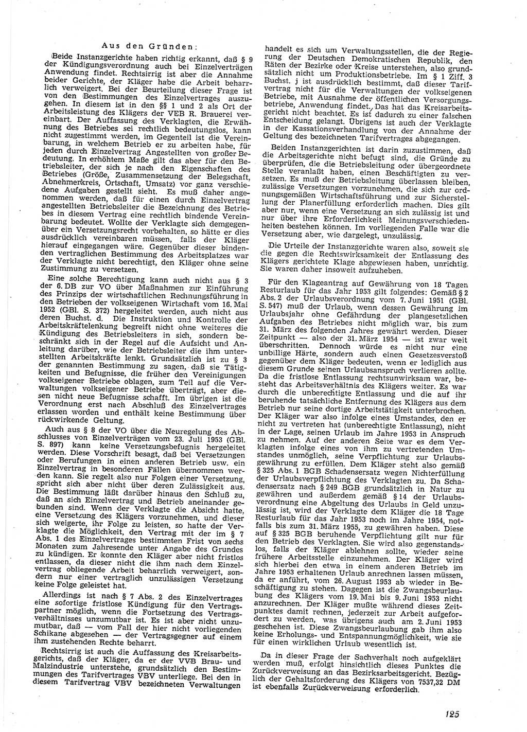 Neue Justiz (NJ), Zeitschrift für Recht und Rechtswissenschaft [Deutsche Demokratische Republik (DDR)], 9. Jahrgang 1955, Seite 125 (NJ DDR 1955, S. 125)